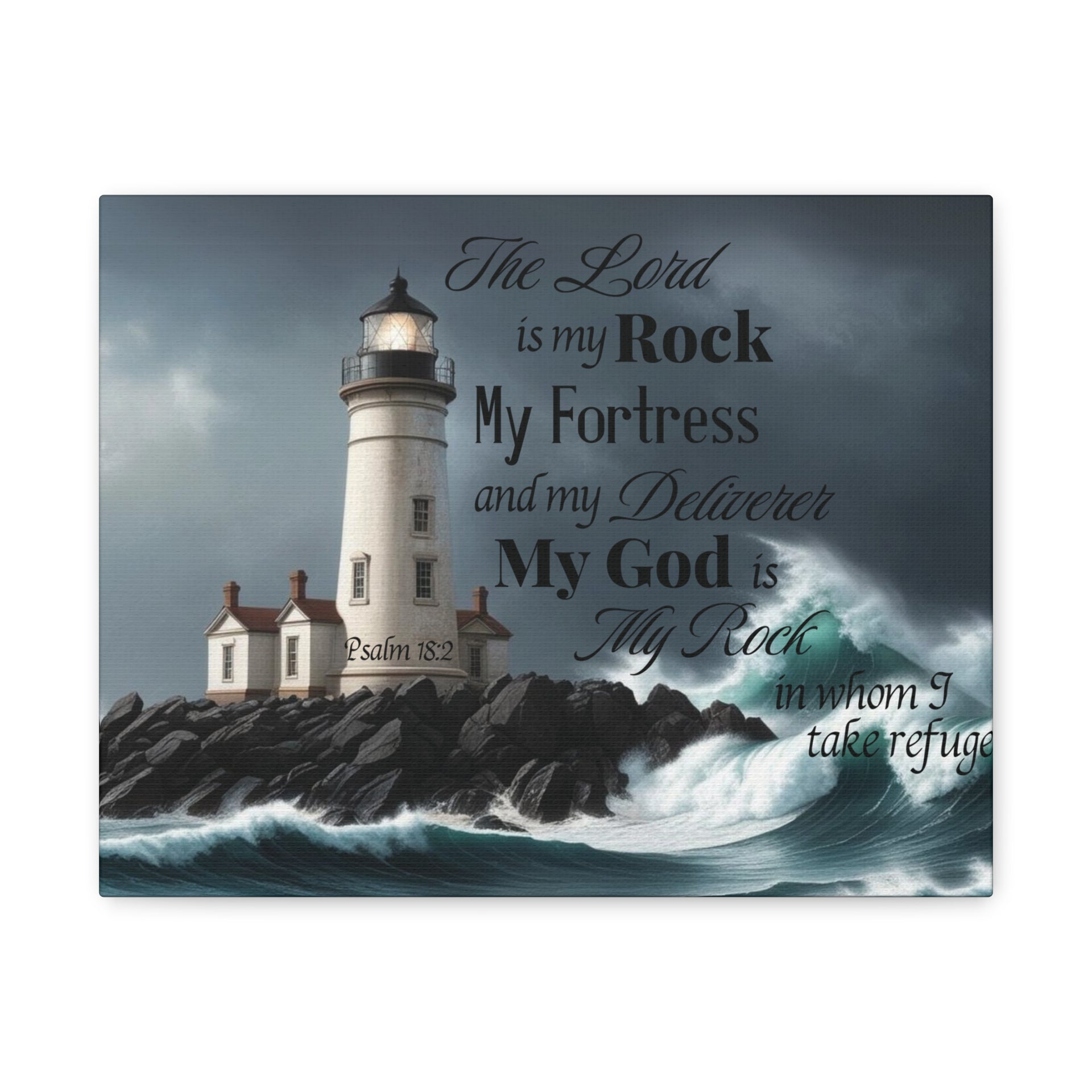 Psalm 18:2 Lighthouse Matte Canvas Wall Art - My Faith My Father