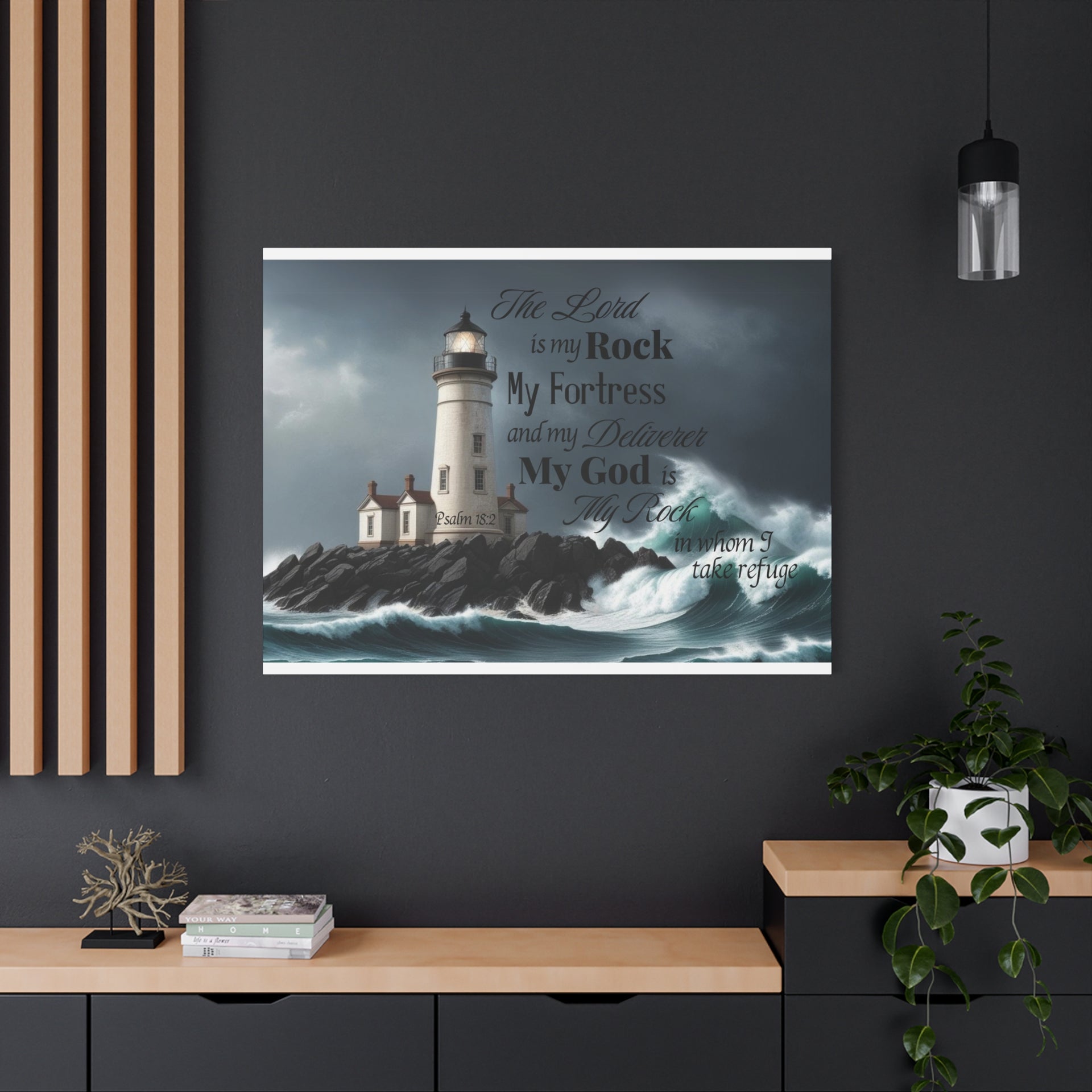 Psalm 18:2 Lighthouse Matte Canvas Wall Art - My Faith My Father