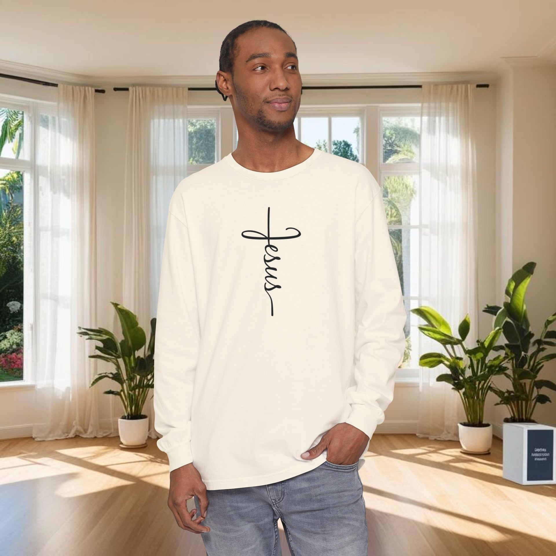 Jesus Cross Unisex Relaxed Fit Long Sleeve T-Shirt - My Faith My Father