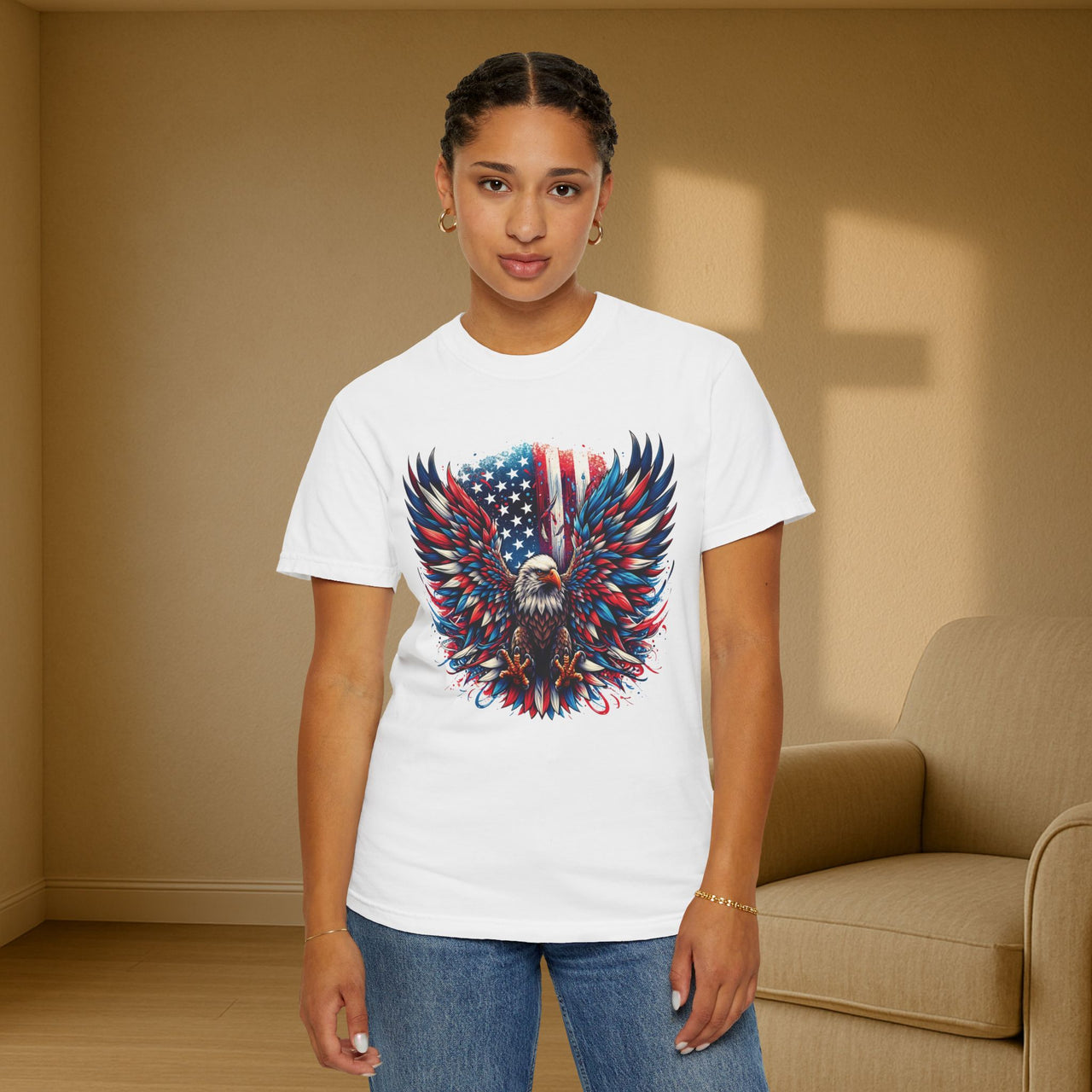 Eagle with Flag Unisex Relax Fit T-Shirt - My Faith My Father