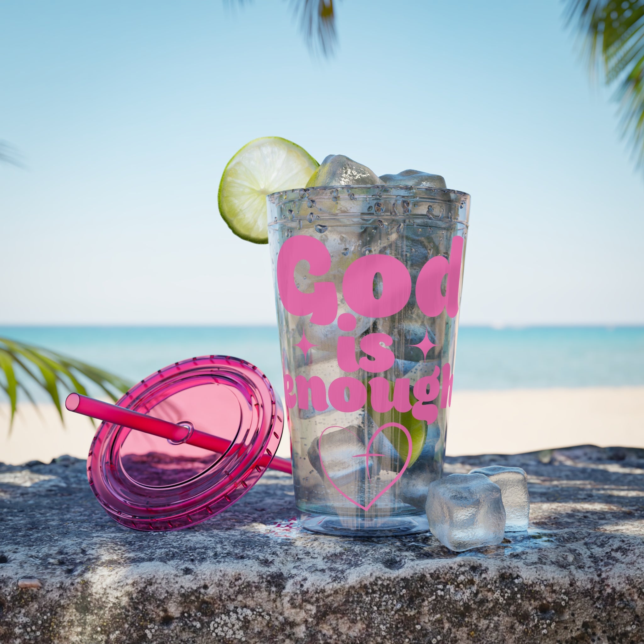 God Is Enough Sunsplash 16oz Tumbler With Straw
