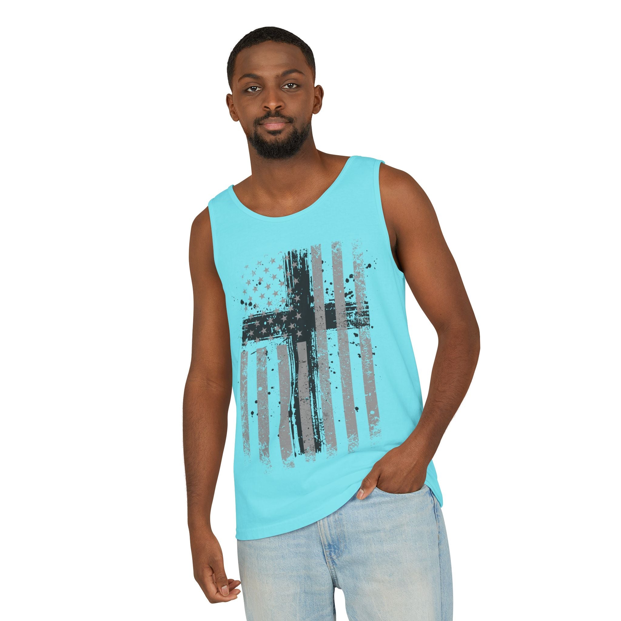 Flag With Cross Unisex Relaxed Fit Tank