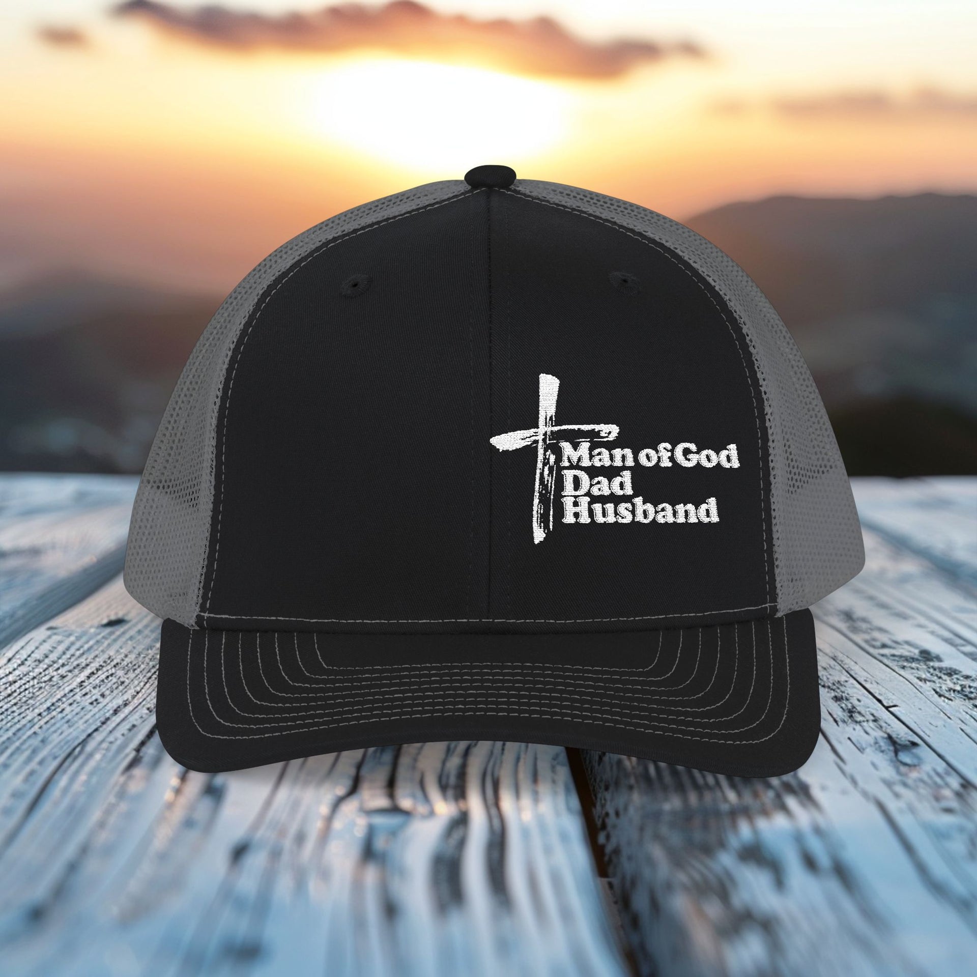 Man Of God, Dad, Husband Snapback Trucker Hat - My Faith My Father