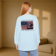 I Stand for the Flag, I Kneel for the Cross Unisex Relaxed Fit Long Sleeve T-Shirt - My Faith My Father