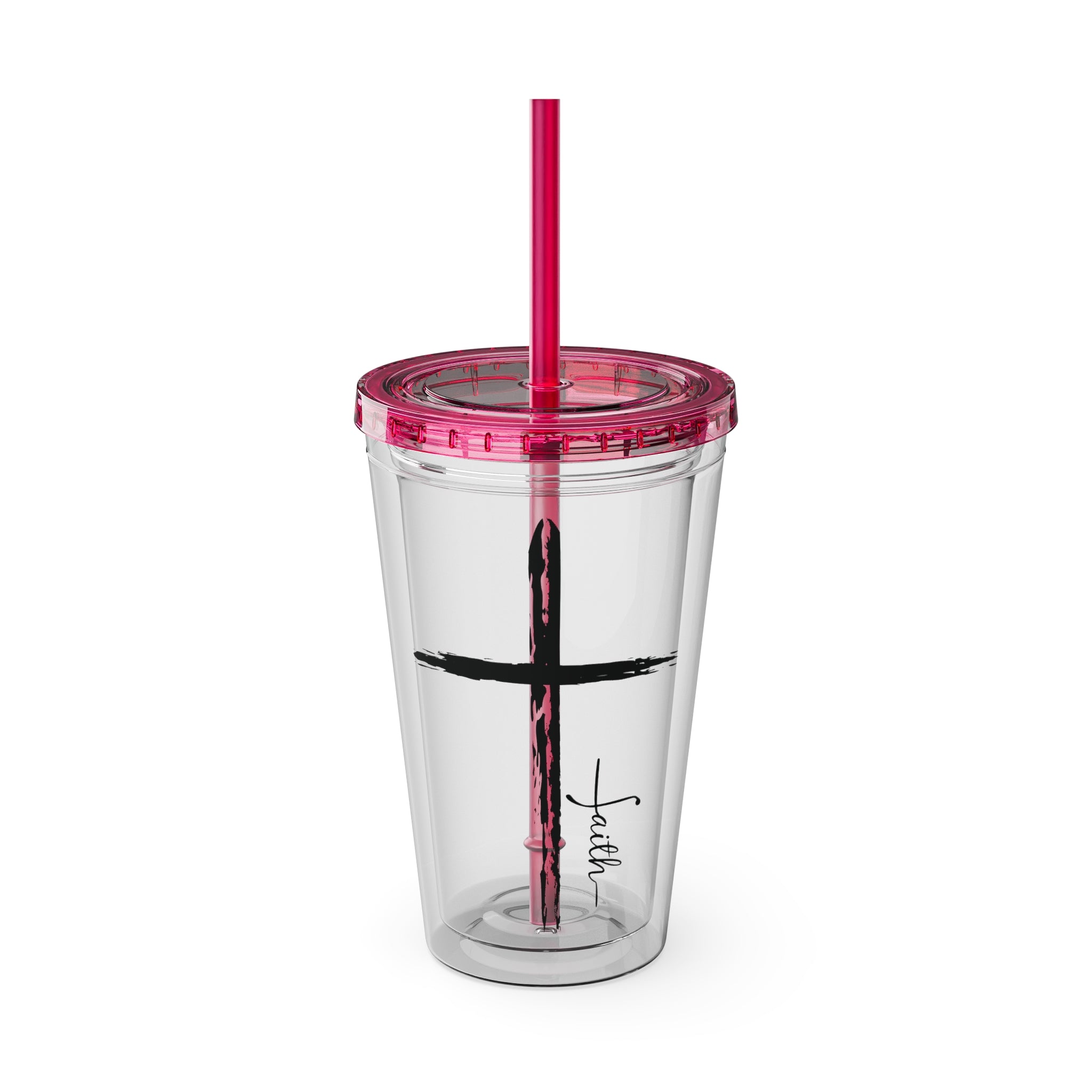 Cross With Faith Sunsplash 16oz Tumbler with Straw