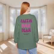 Faith Over Fear Pink Unisex Relaxed Fit Long Sleeve T-Shirt - My Faith My Father