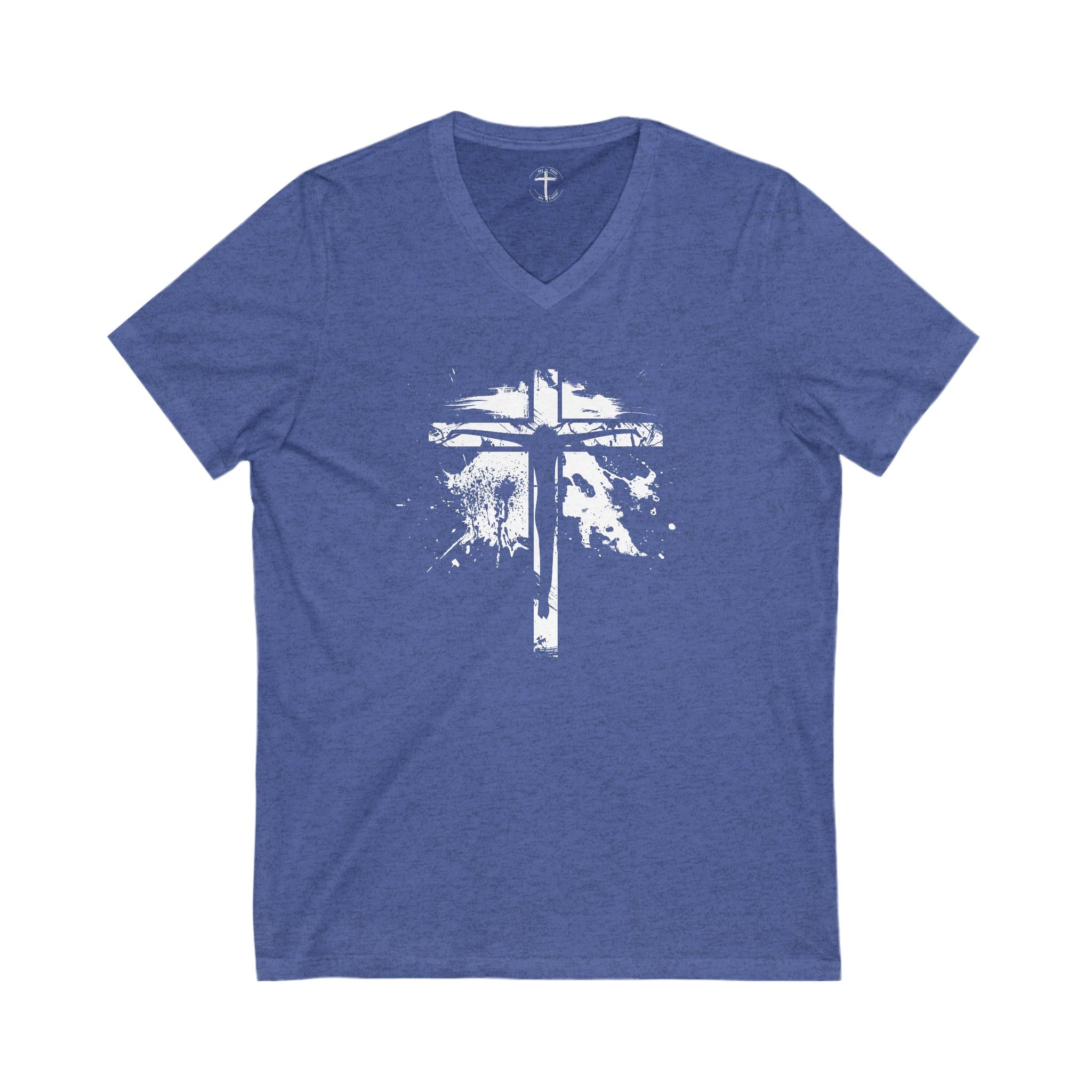 Jesus On Cross Unisex V-Neck T-Shirt