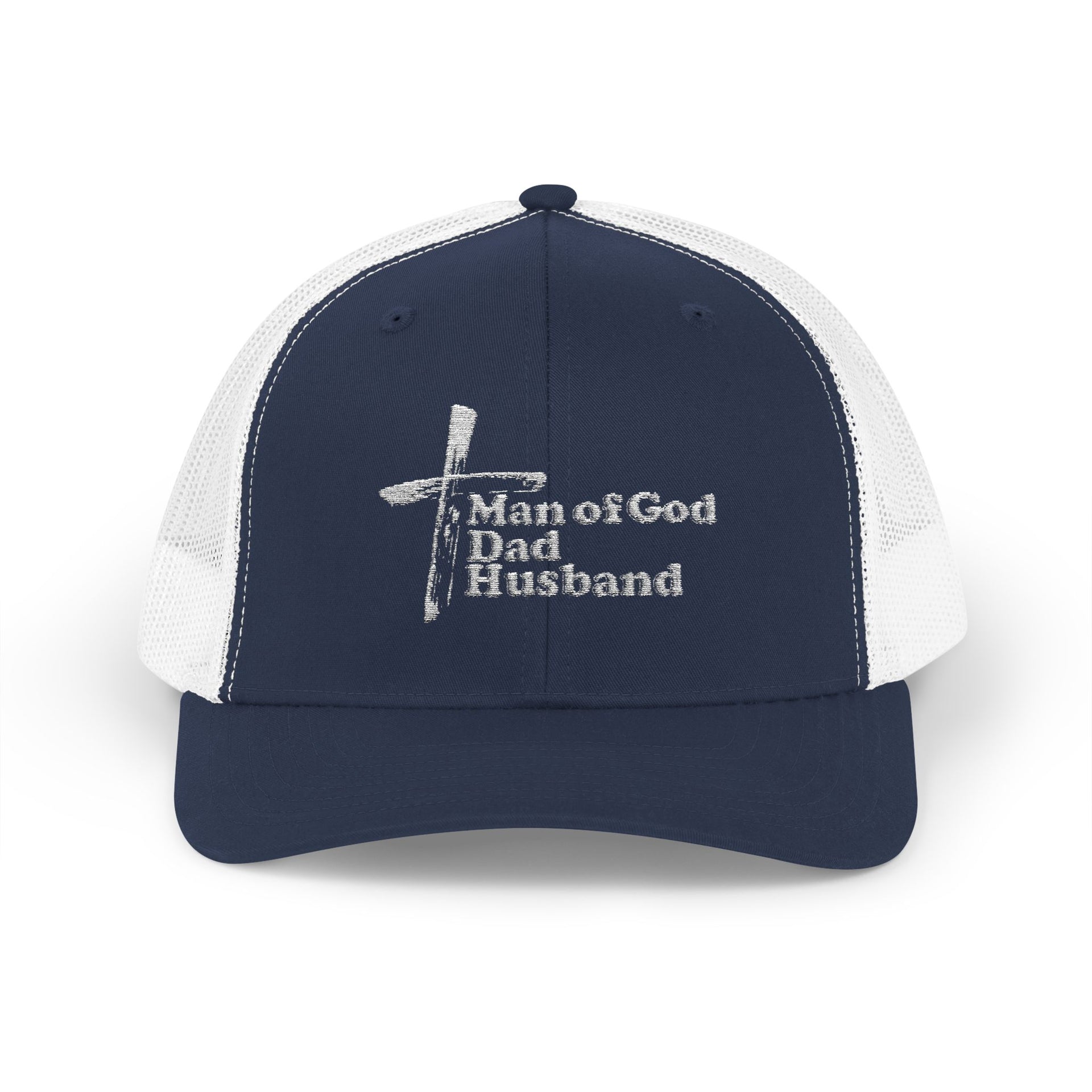 Man of God, Dad, Husband Snapback Trucker Hat - My Faith My Father