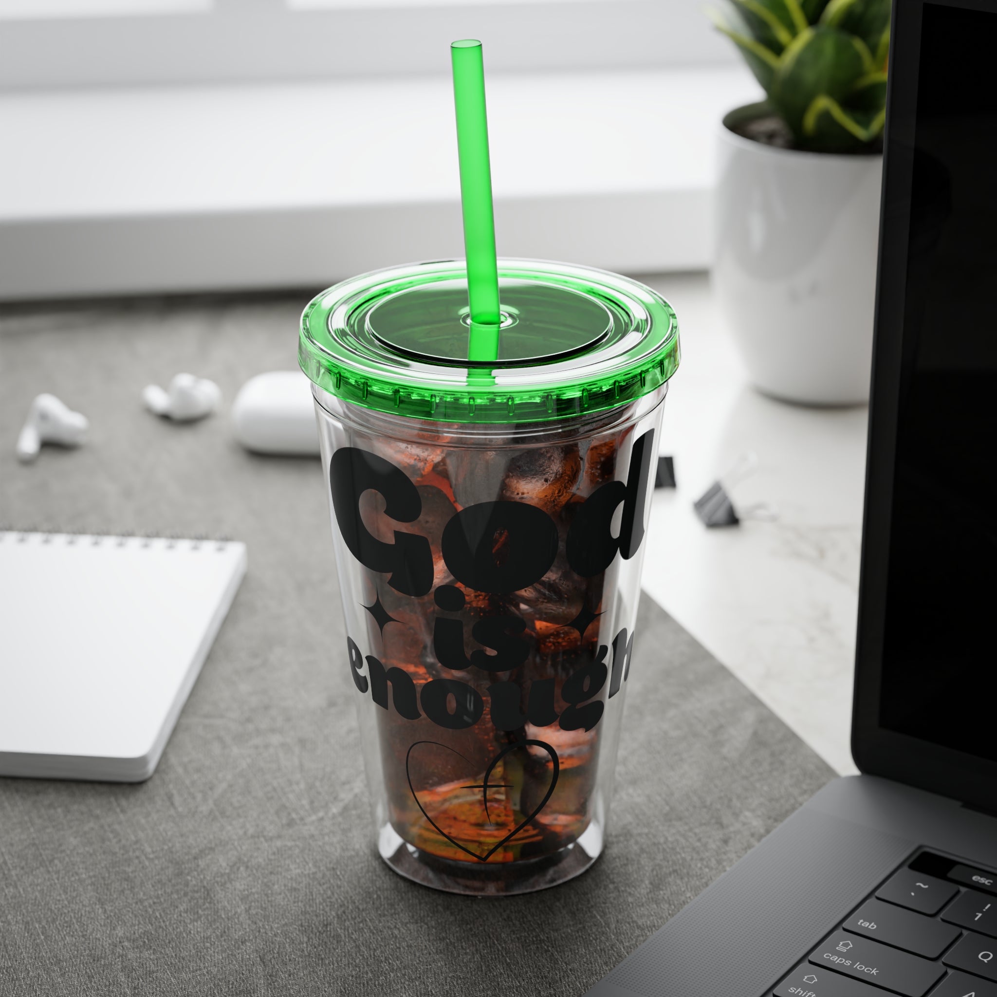 God Is Enough Sunsplash 16oz Tumbler With Straw