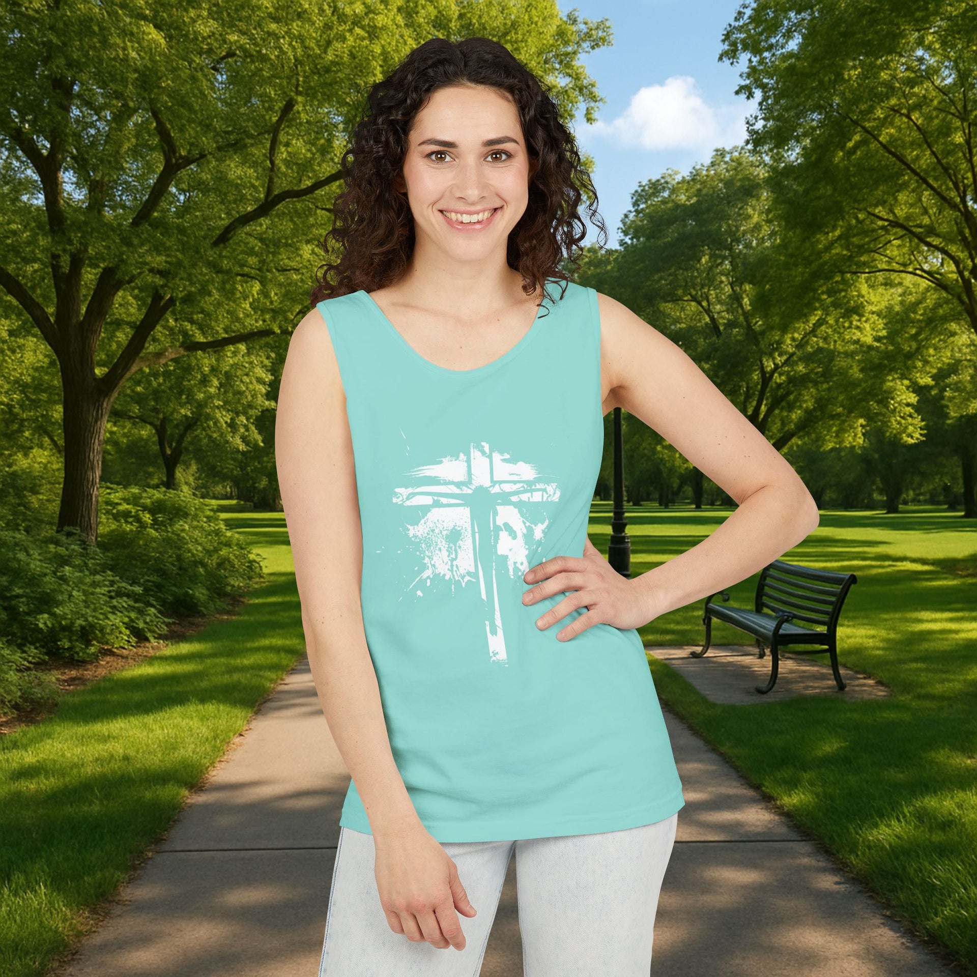 Jesus On Cross Unisex Relaxed Fit Tank Top - My Faith My Father