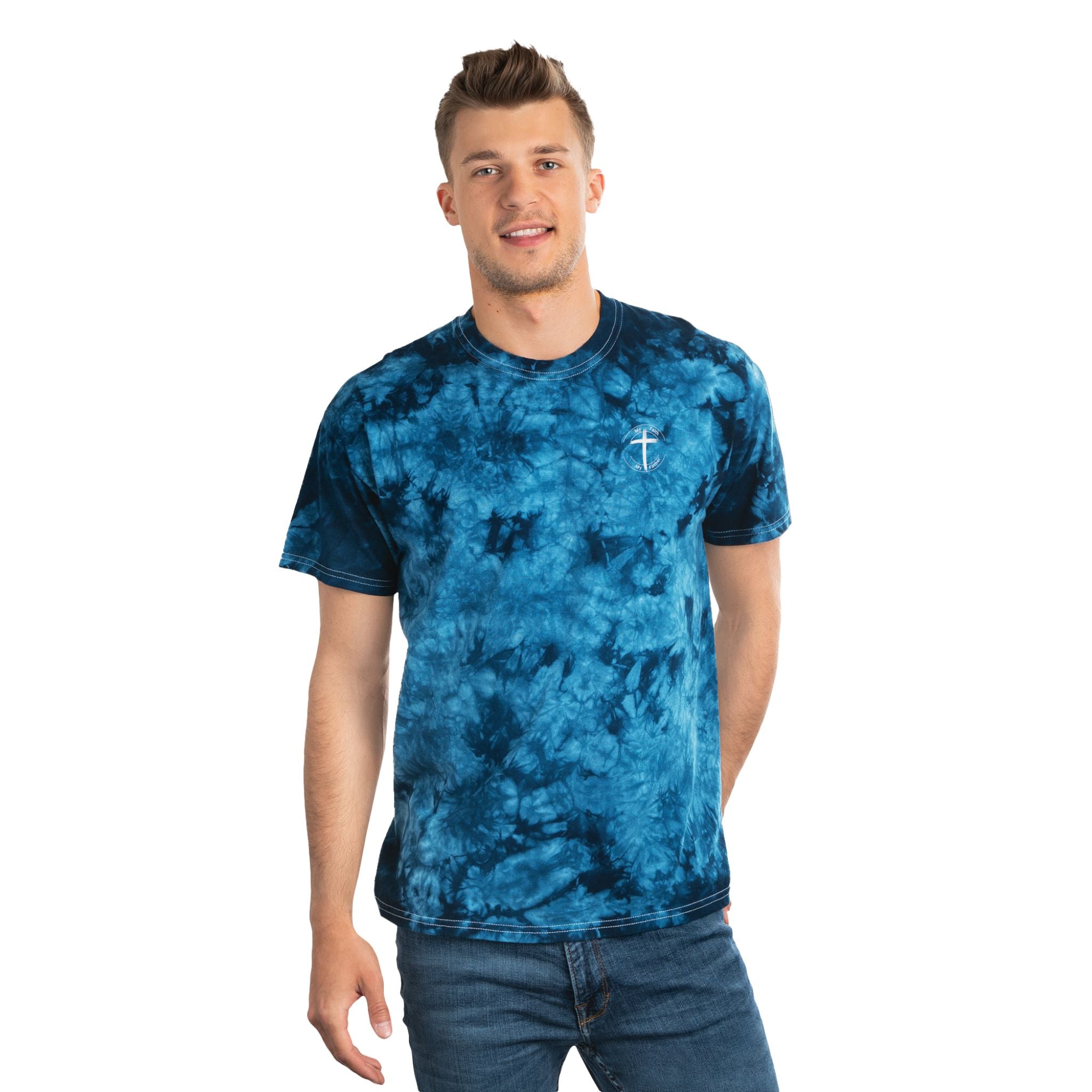 All I Need Is Jesus – Unisex Crystal Tie-Dye Christian T-Shirt | Bold Faith Apparel for Everyday Wear