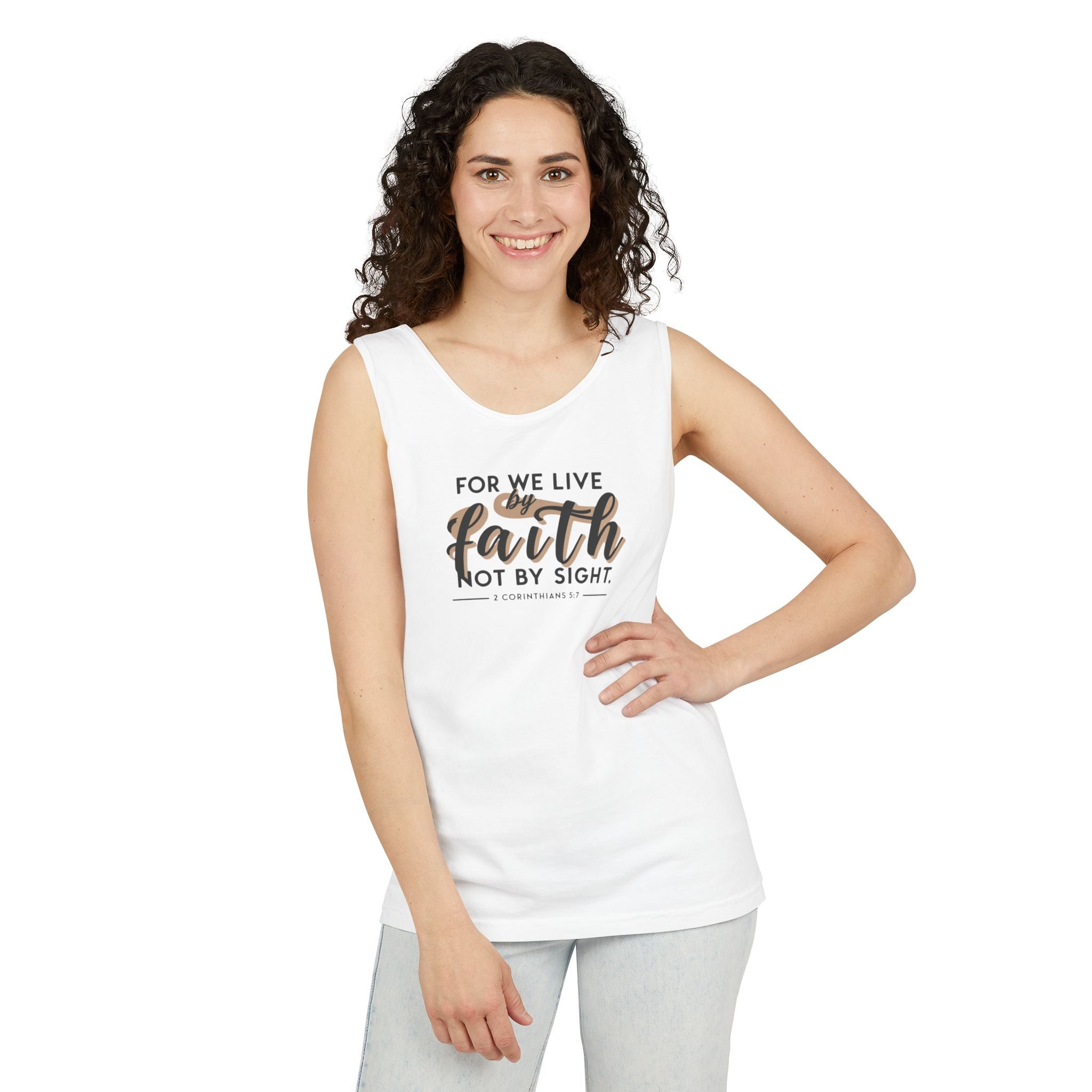 For We Live By Faith Unisex Tank Top, Faithful Tank Top, Religious Muscle Tee, Christian Inspirational Tank Top,