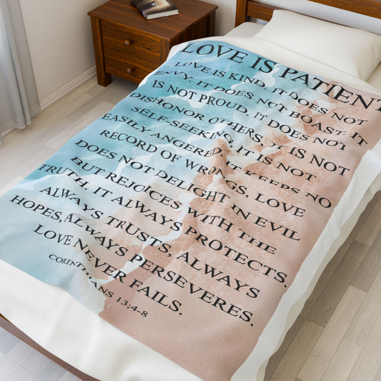 Love Is Patient Velveteen Plush Blanket