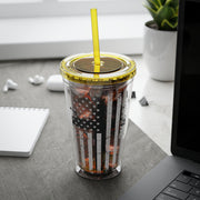 Flag With Cross Sunsplash 16oz Tumbler With Straw - My Faith My Father