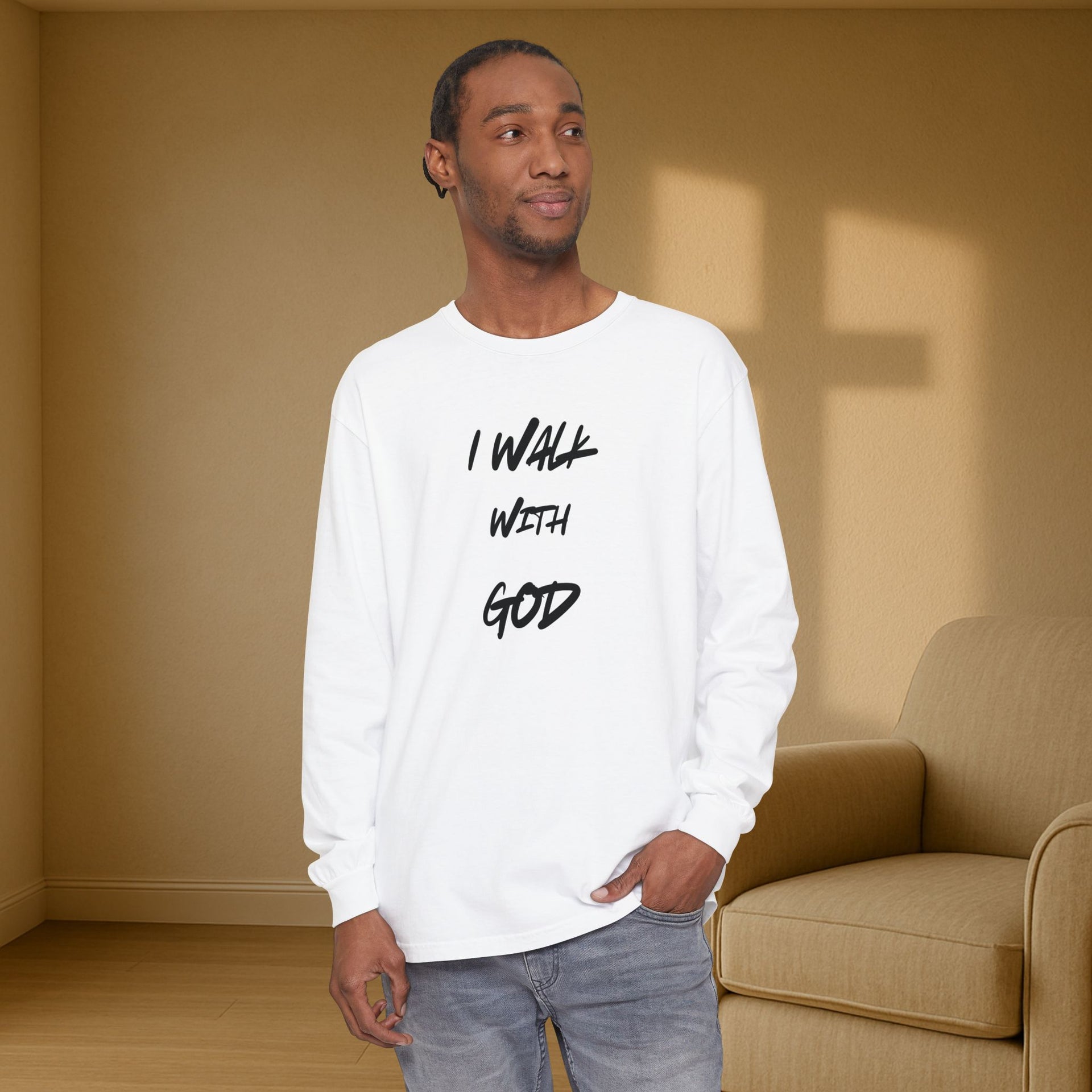 I Walk with God Unisex Relaxed Fit Long Sleeve T-Shirt - My Faith My Father