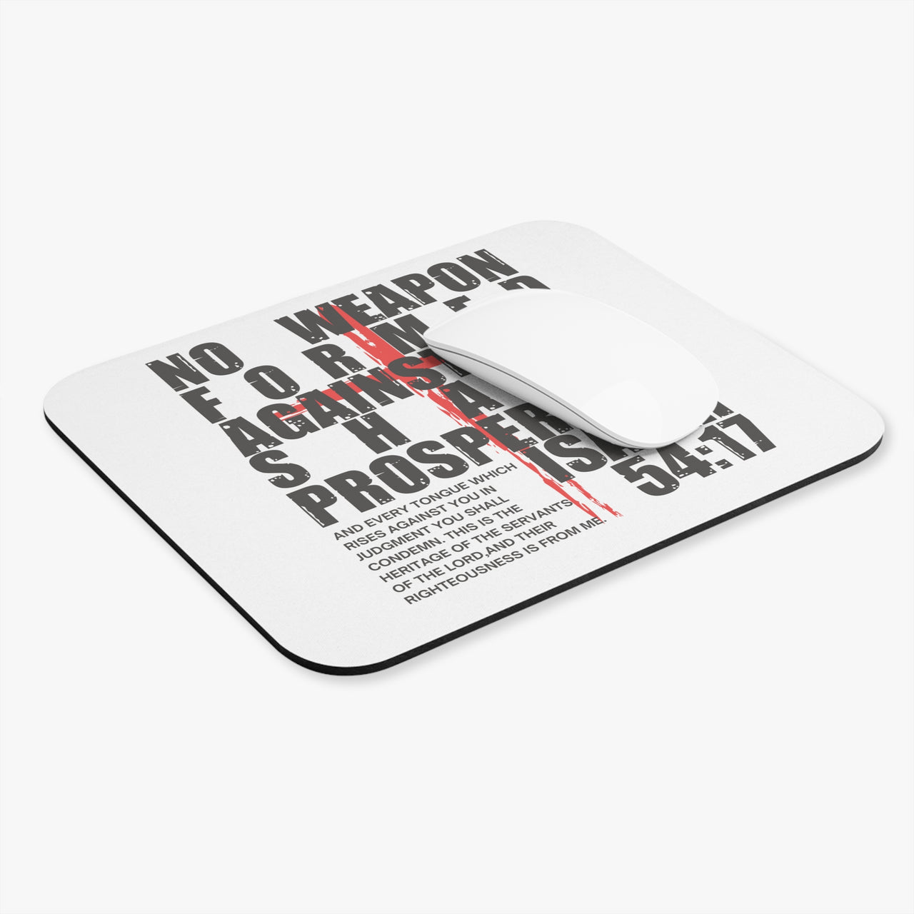 Isaiah 54:17 Inspirational Mouse Pad – No Weapon Formed Shall Prosper – Christian Desk Accessory