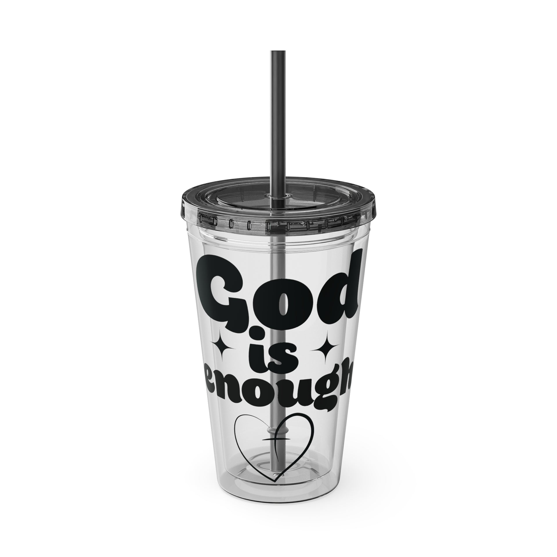 God Is Enough Sunsplash 16oz Tumbler With Straw - My Faith My Father