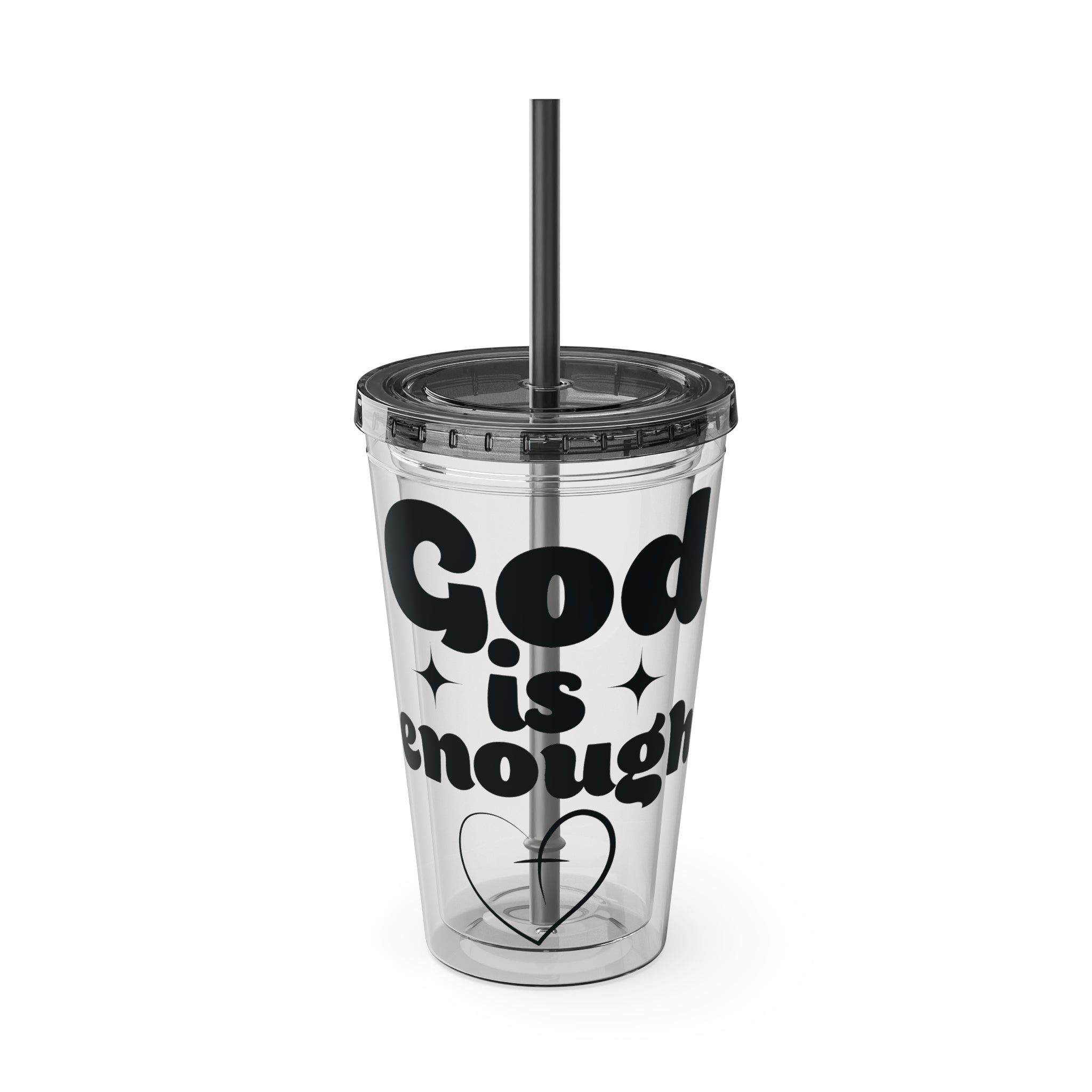 God Is Enough Sunsplash 16oz Tumbler With Straw
