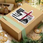 Flag With Cross & Eagle Kiss-Cut Stickers - My Faith My Father