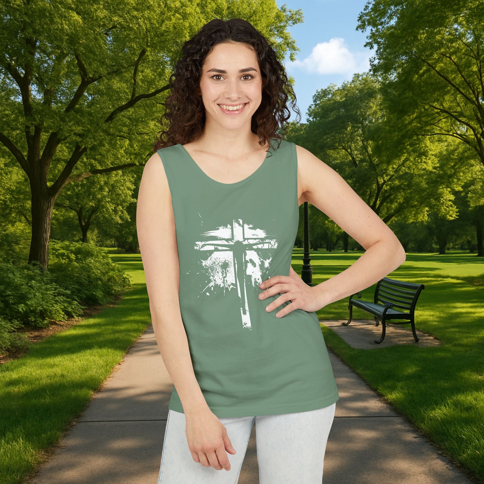 Jesus On Cross Unisex Relaxed Fit Tank Top - My Faith My Father