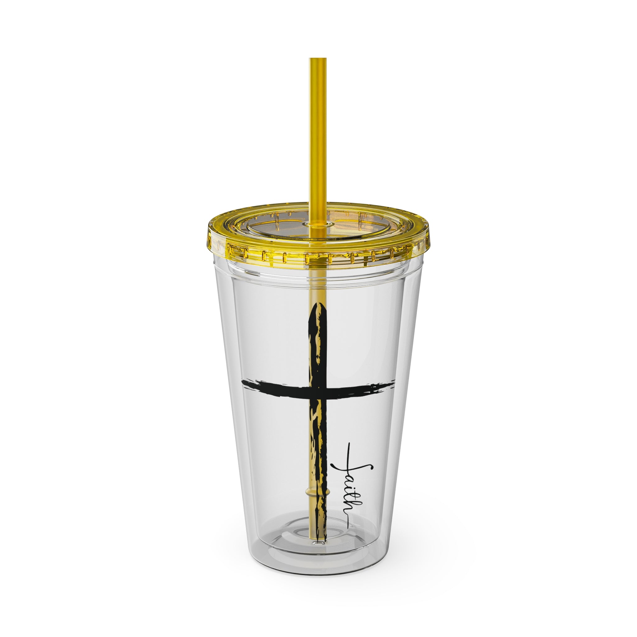 Cross With Faith Sunsplash 16oz Tumbler with Straw