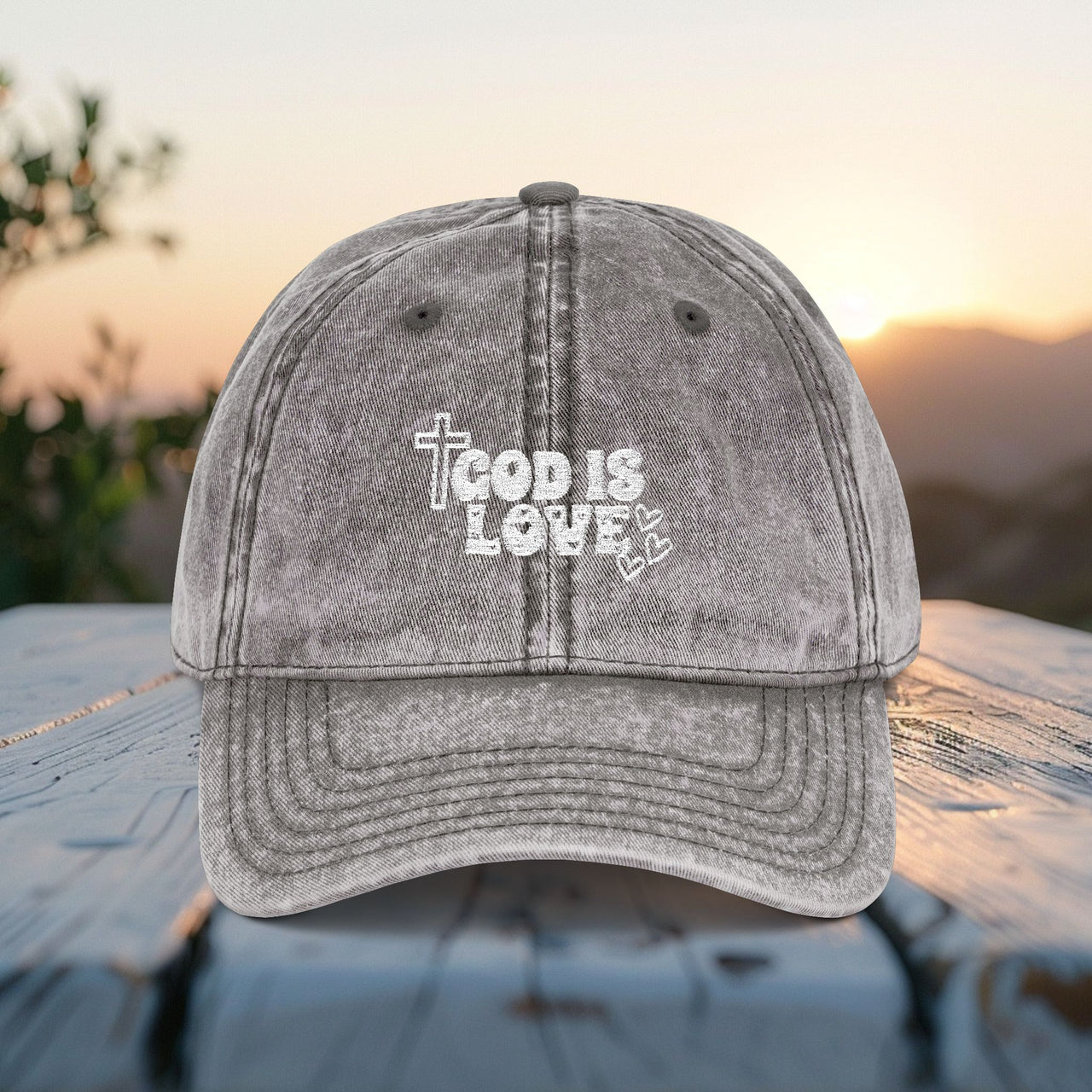 God Is Love Vintage Embroidered Cap | Distressed Christian Baseball Hat | OTTO 18-1248 Faith Hat