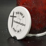 Pray Over It, Pray On It, Pray Through It Soapstone Car Coasters - My Faith My Father