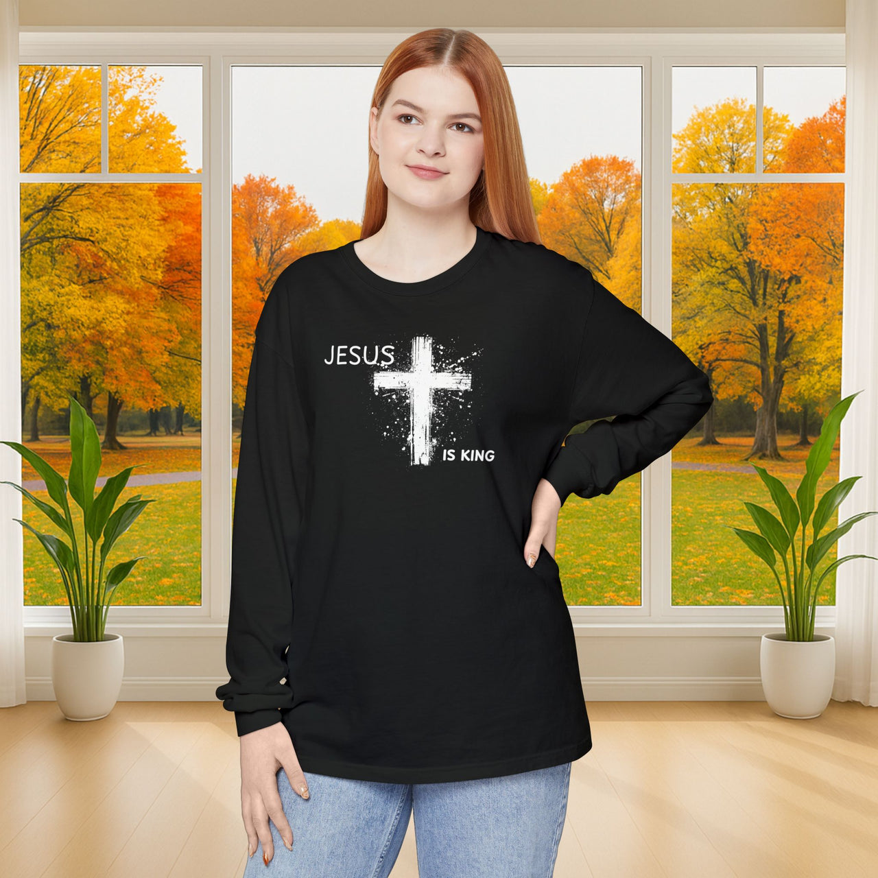 Jesus is King Unisex Relaxed Fit Long Sleeve T-Shirt - My Faith My Father