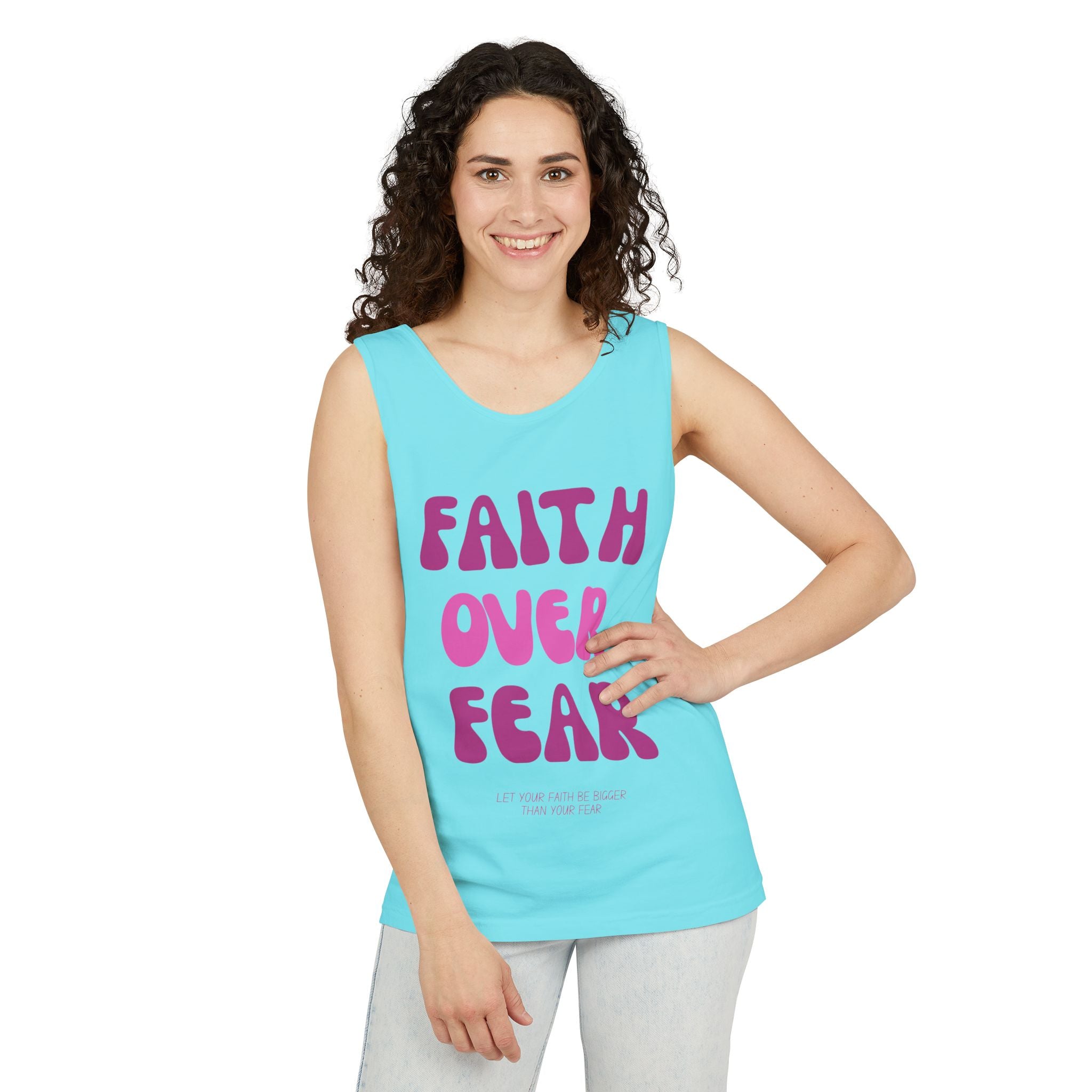 Faith Over Fear Relaxed Fit Tank Top, Inspirational Tee, Motivational Apparel, Summer Fashion, Gift for Her, Unisex Shirt