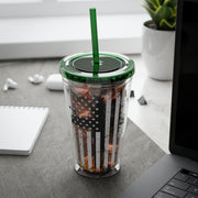 Flag With Cross Sunsplash 16oz Tumbler With Straw - My Faith My Father