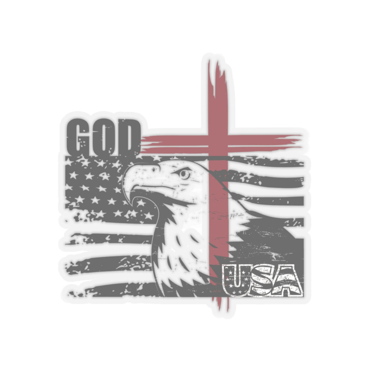 Flag With Cross & Eagle Kiss-Cut Stickers - My Faith My Father
