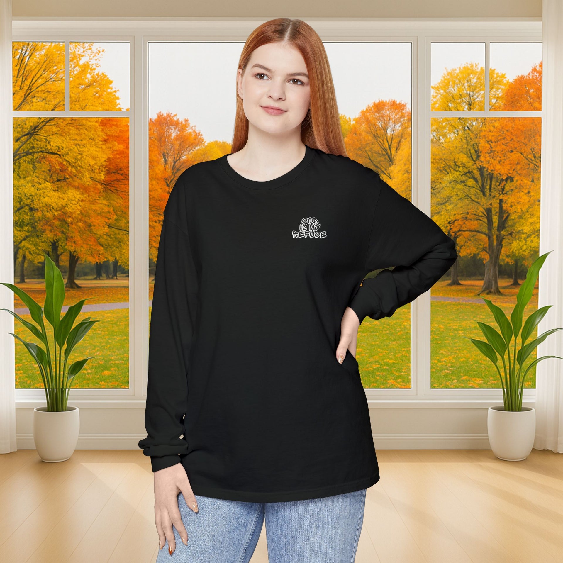 God is My Refuge Unisex Relaxed Fit Long Sleeve T-Shirt - My Faith My Father