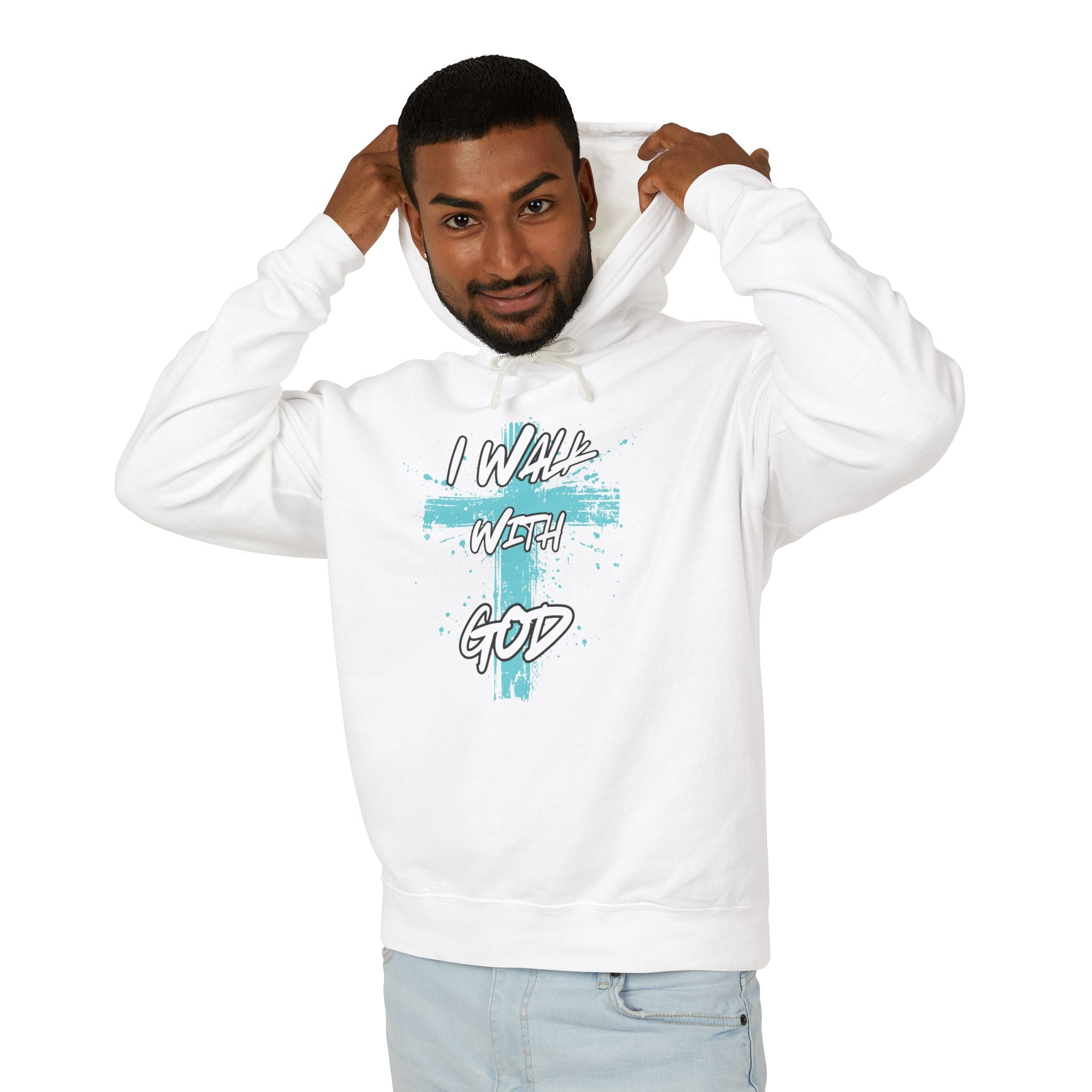I Walk With God Unisex Relaxed Fit Lightweight Hooded Sweatshirt