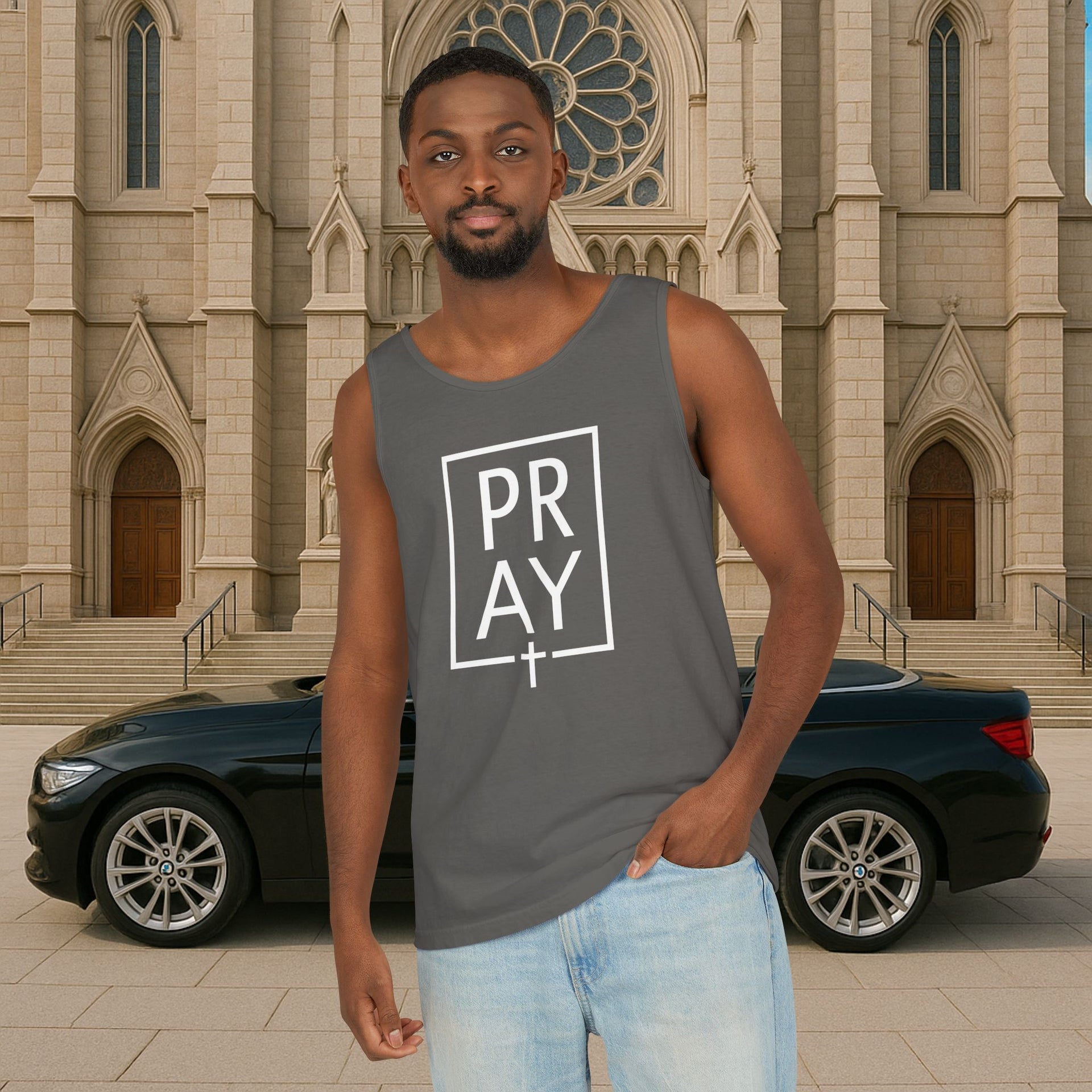 Pray + Cross Unisex Relaxed Fit Tank Top - My Faith My Father