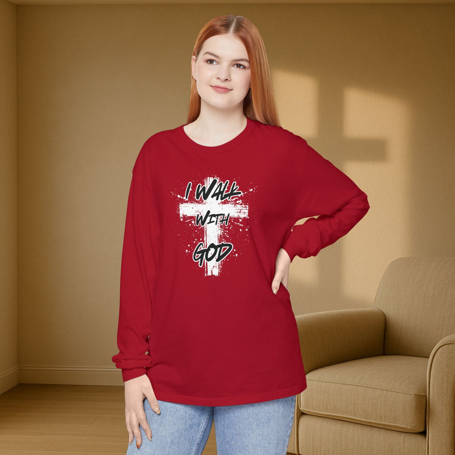 I Walk with God Unisex Relaxed Fit Long Sleeve T-Shirt - My Faith My Father