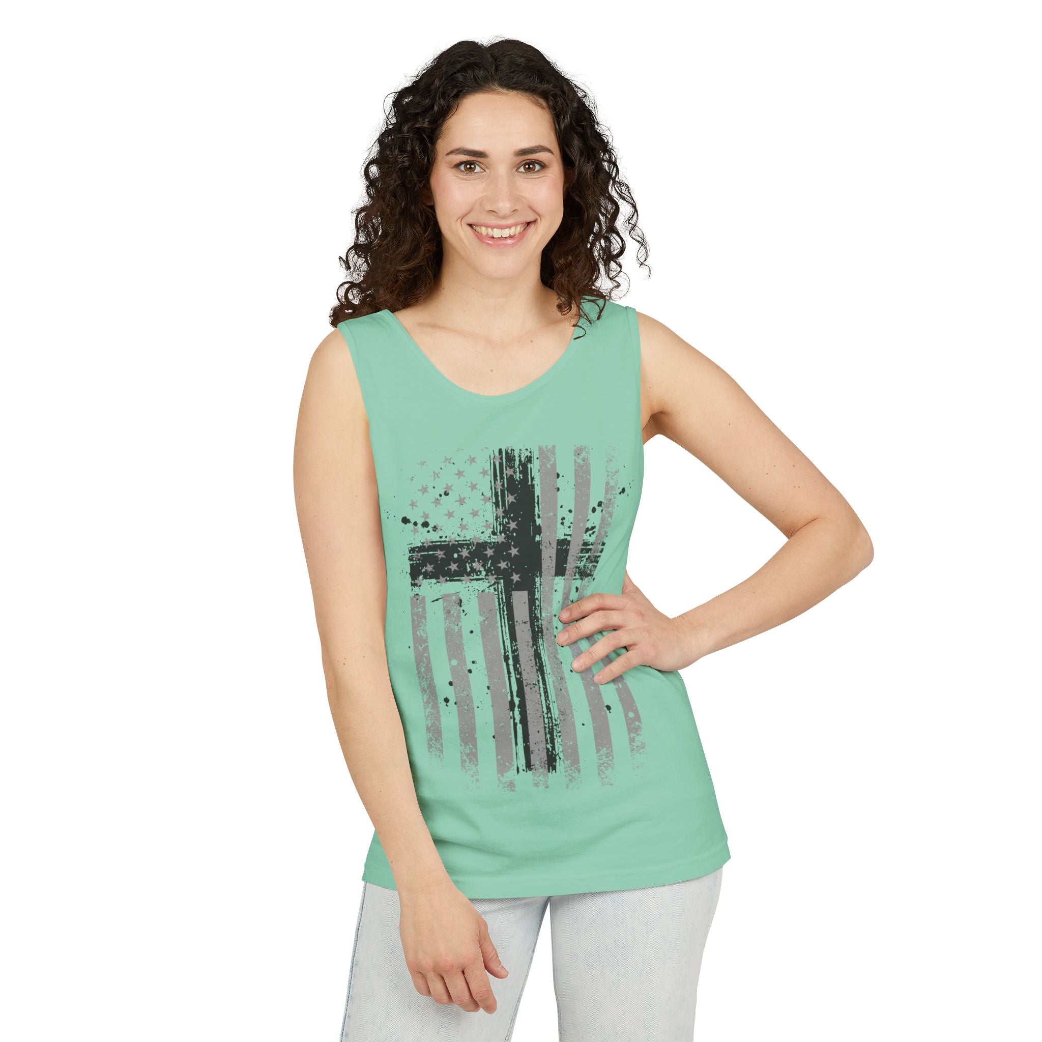 Flag With Cross Unisex Relaxed Fit Tank