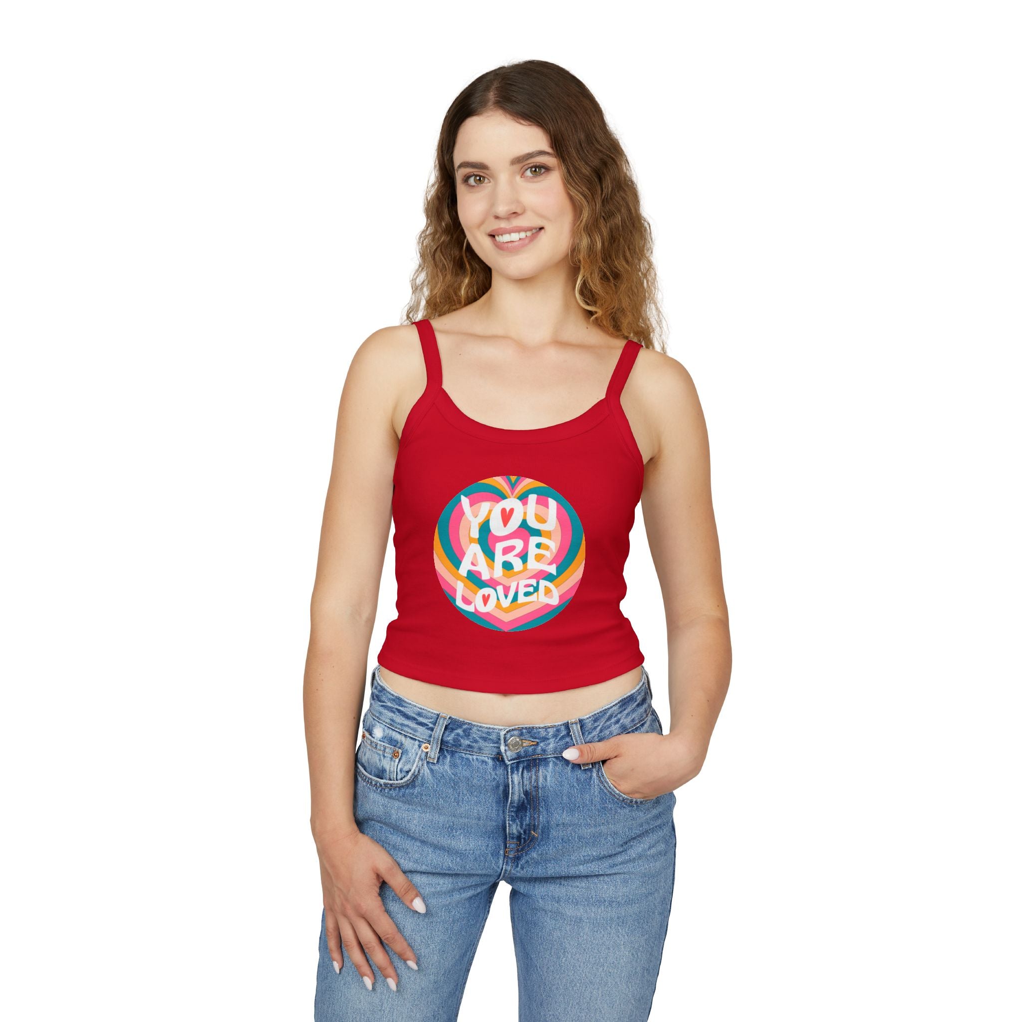 You Are Loved Retro Women's Spaghetti Strap Tank Top