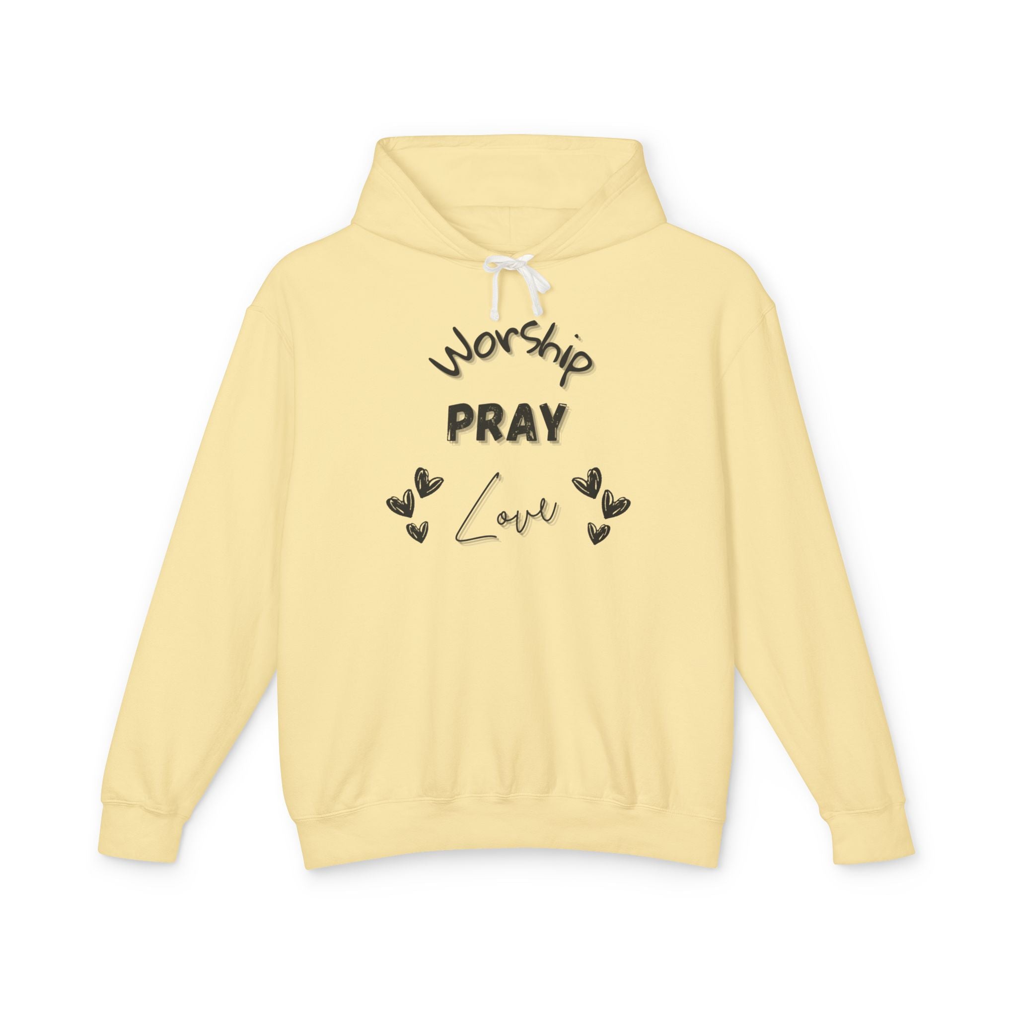 Worship, Pray, Love Unisex Lightweight Hooded Sweatshirt