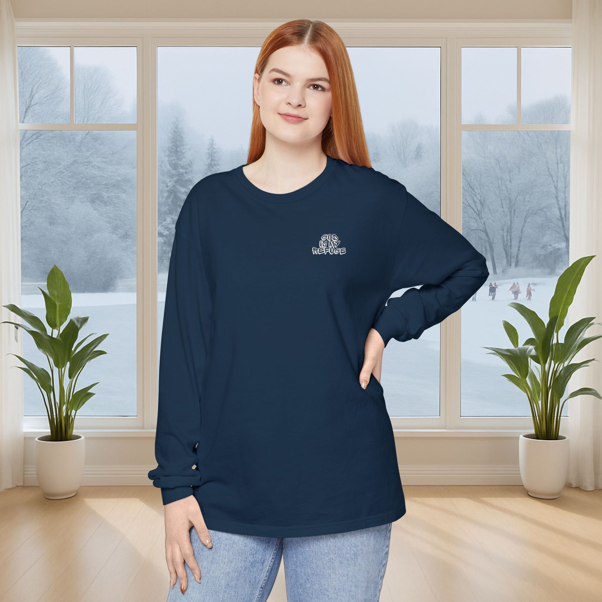 God is My Refuge Unisex Relaxed Fit Long Sleeve T-Shirt - My Faith My Father