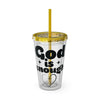 God Is Enough Sunsplash 16oz Tumbler With Straw - My Faith My Father
