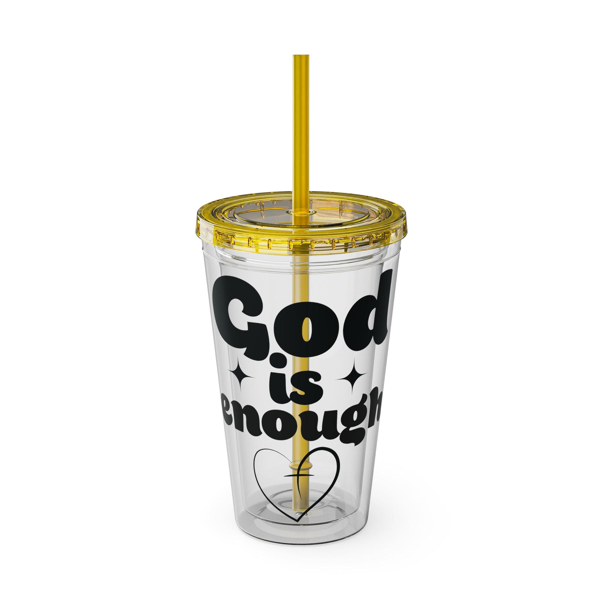 God Is Enough Sunsplash 16oz Tumbler With Straw - My Faith My Father
