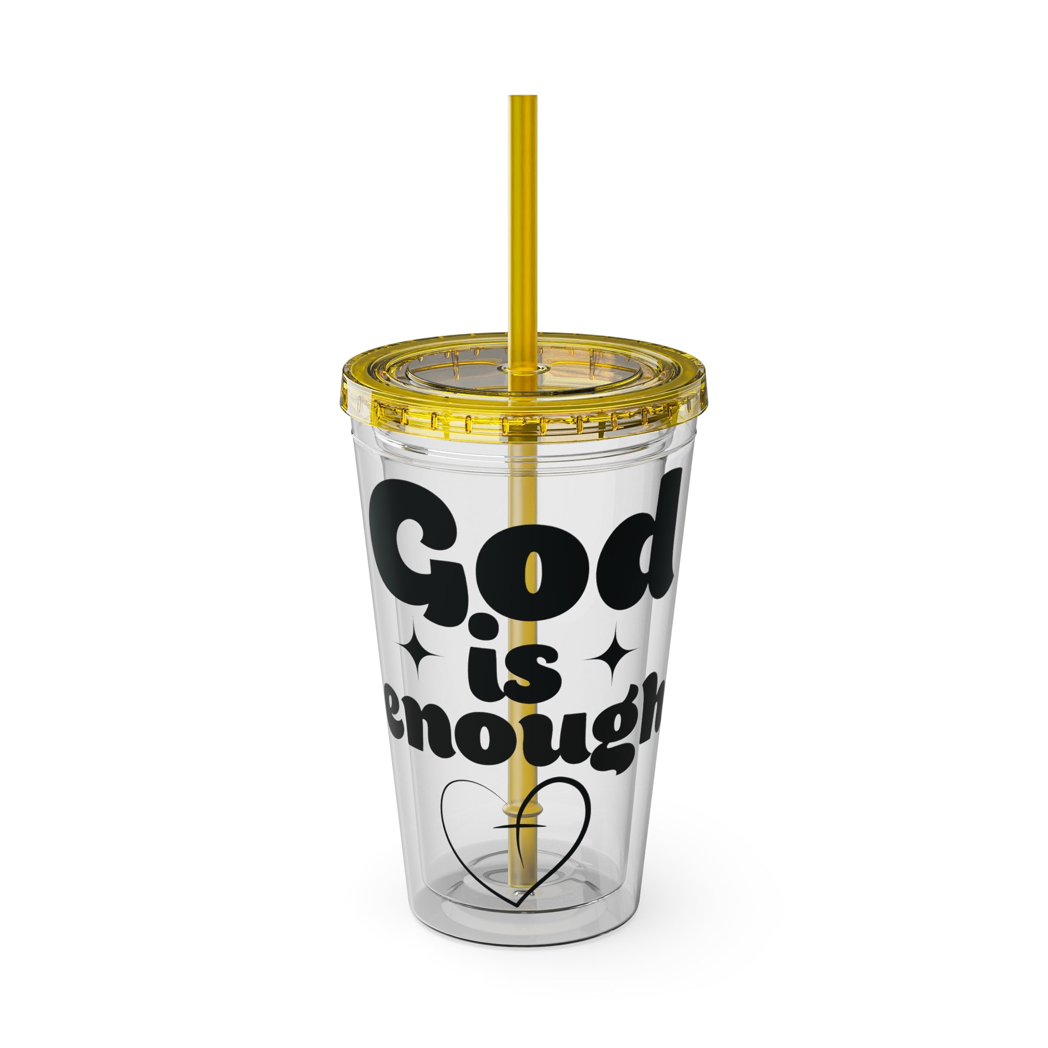 God Is Enough Sunsplash 16oz Tumbler With Straw