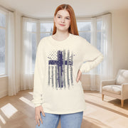 Flag With Cross Unisex Relaxed Fit Long Sleeve T-Shirt - My Faith My Father