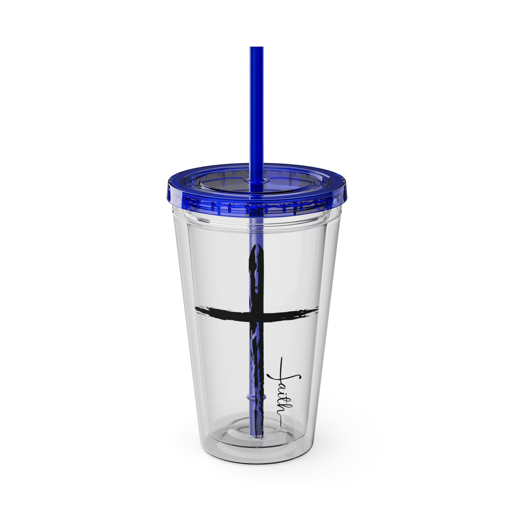 Cross With Faith Sunsplash 16oz Tumbler with Straw