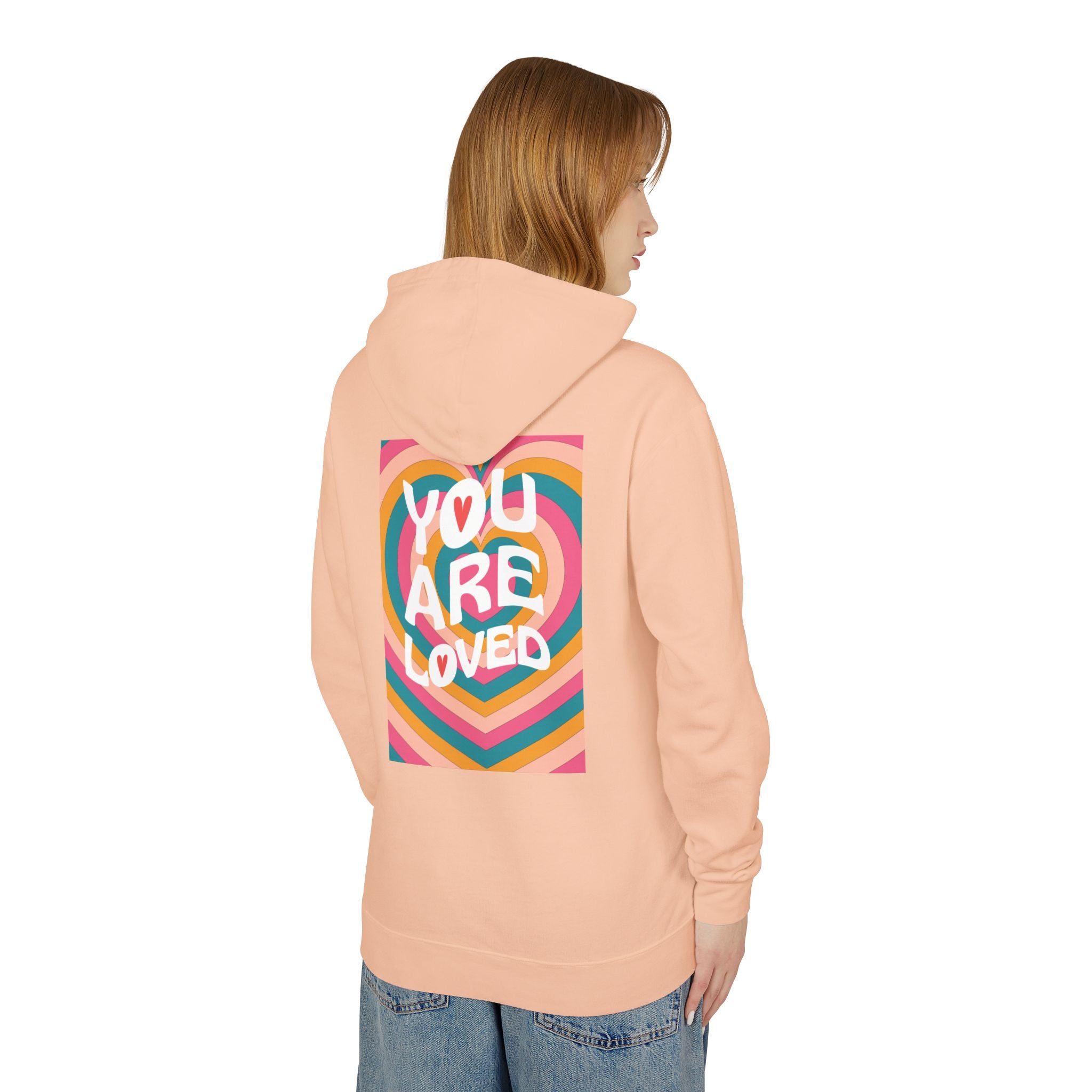 You Are Loved Retro, Unisex, Relaxed Fit, Lightweight Hooded Sweatshirt
