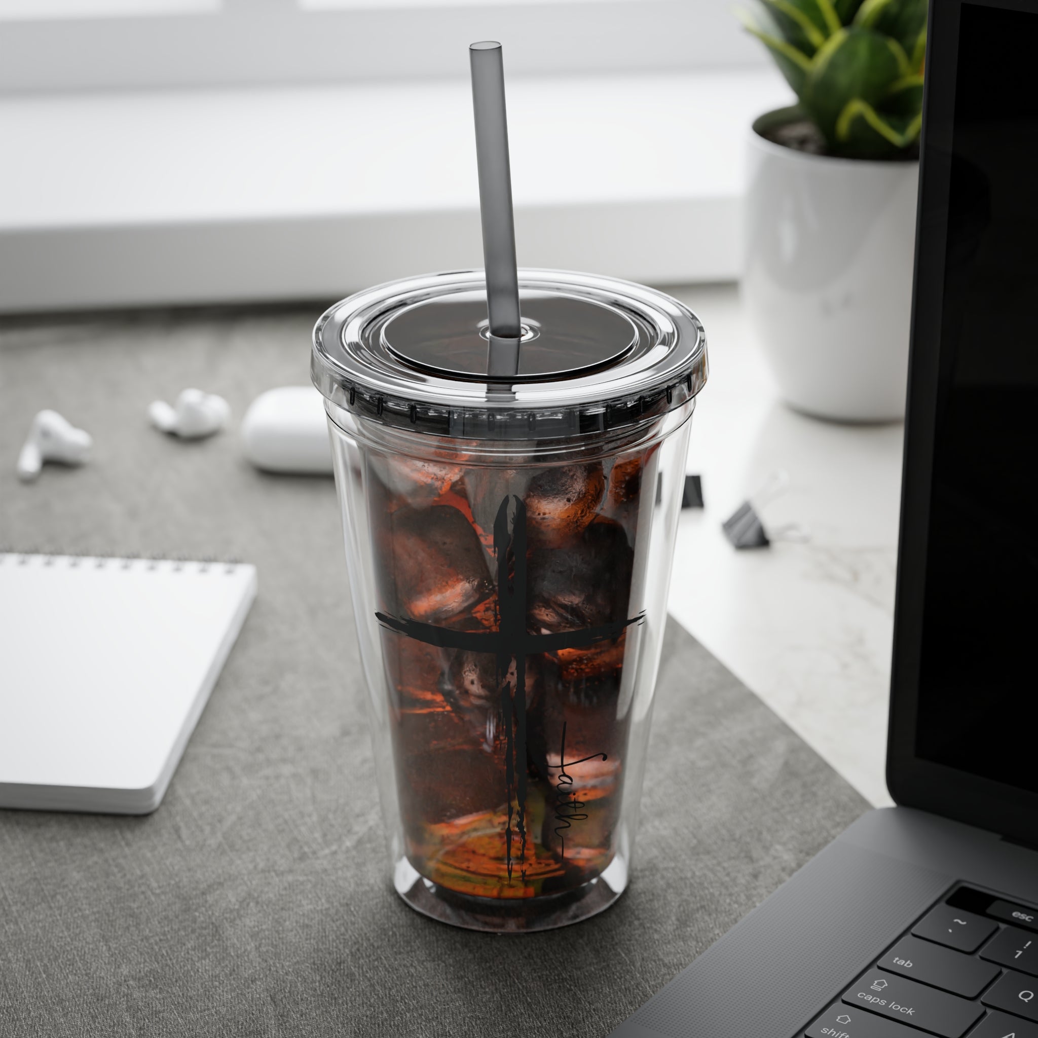 Cross With Faith Sunsplash 16oz Tumbler with Straw