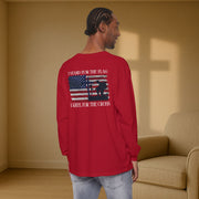 I Stand for the Flag, I Kneel for the Cross Unisex Relaxed Fit Long Sleeve T-Shirt - My Faith My Father