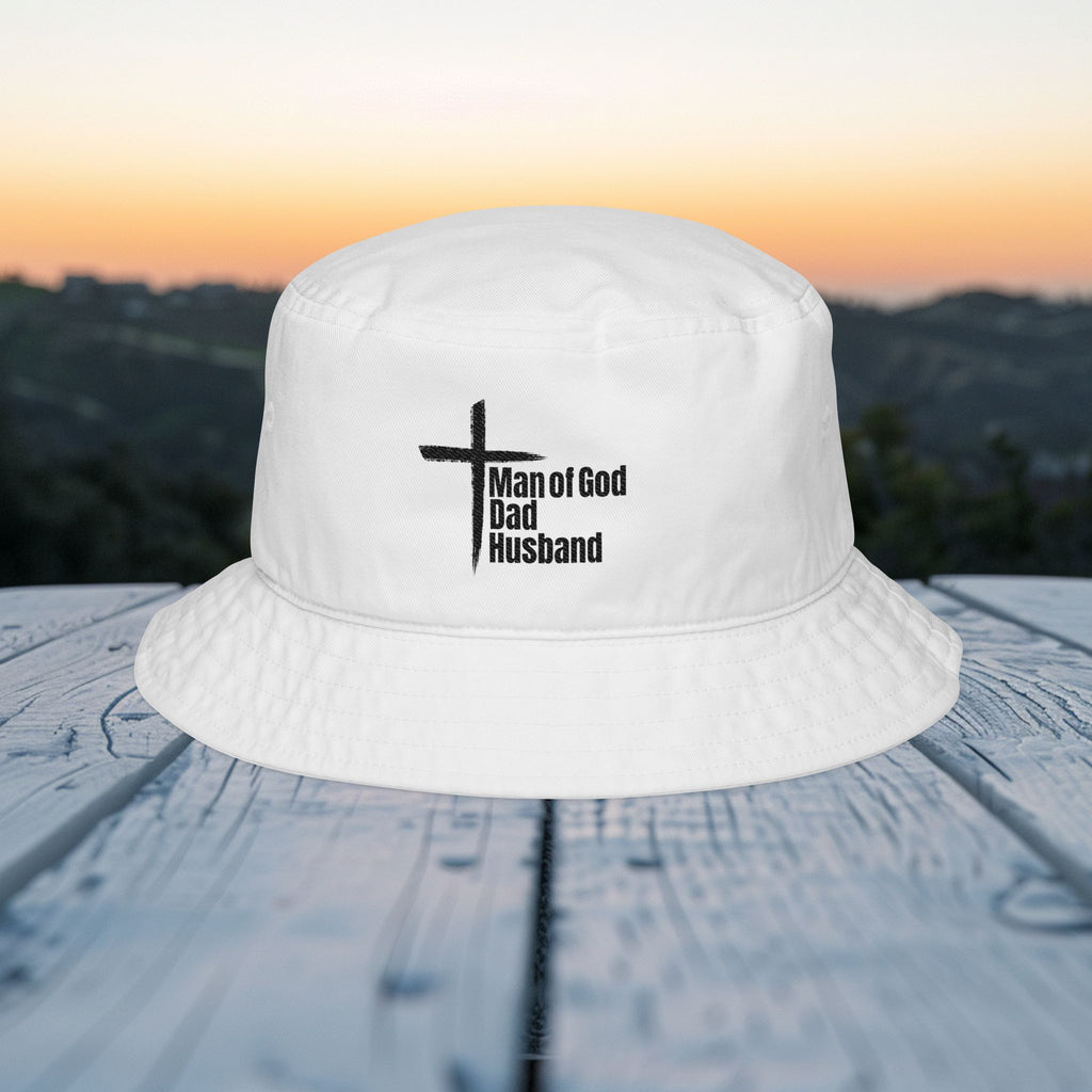 Man of God Dad Husband Embroidered Bucket Hat