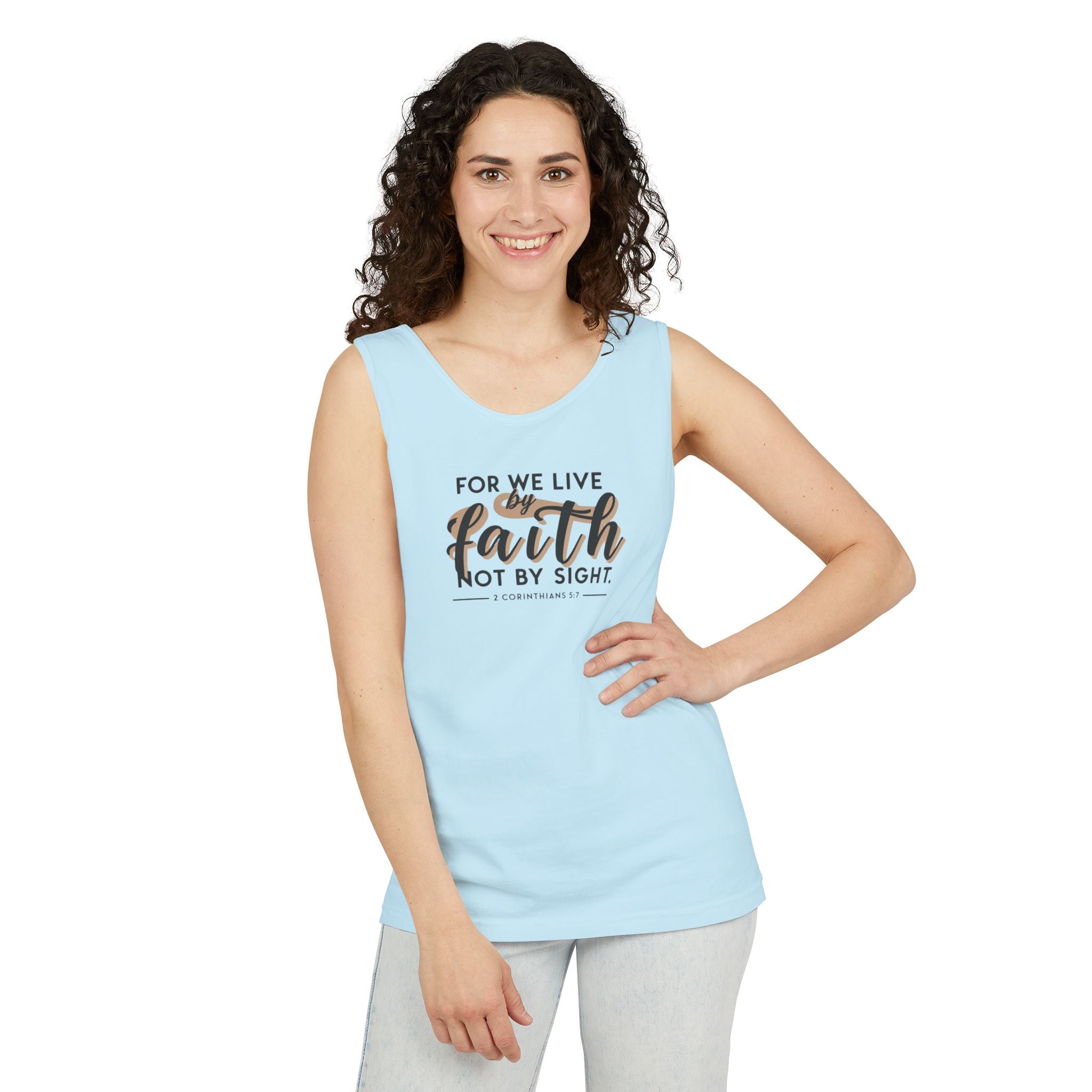 For We Live By Faith Unisex Tank Top, Faithful Tank Top, Religious Muscle Tee, Christian Inspirational Tank Top,