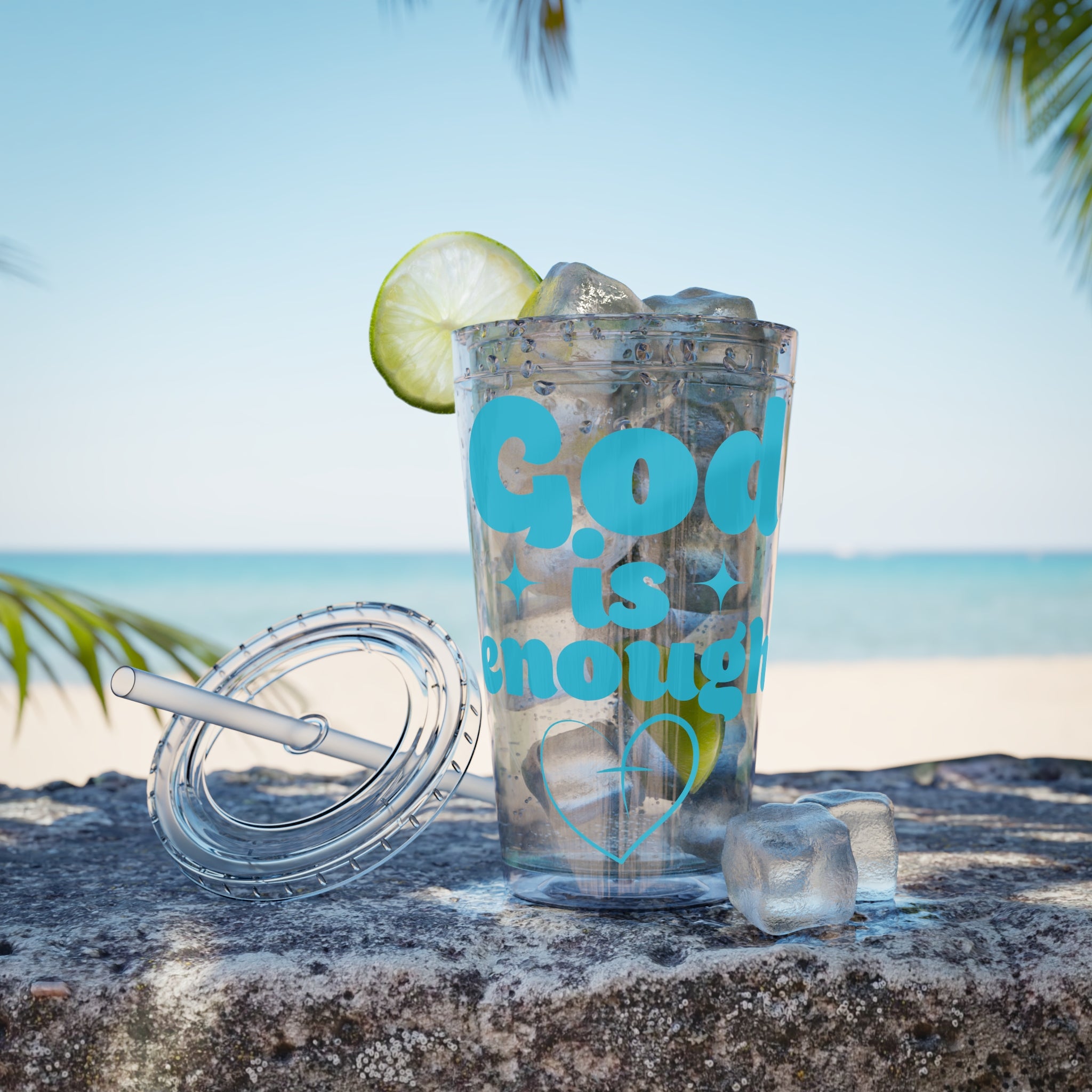 God Is Enough Sunsplash 16oz Tumbler With Straw